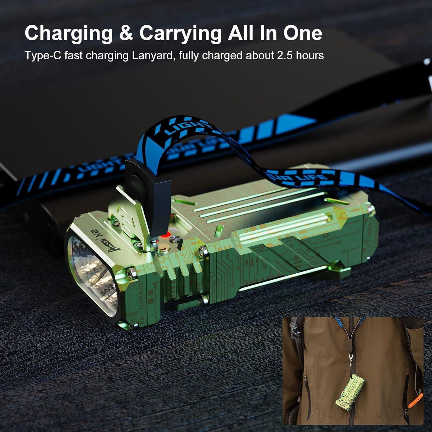 Linterna de Bolsillo WUBEN X2 1800 Lúmenes Recargable Verde