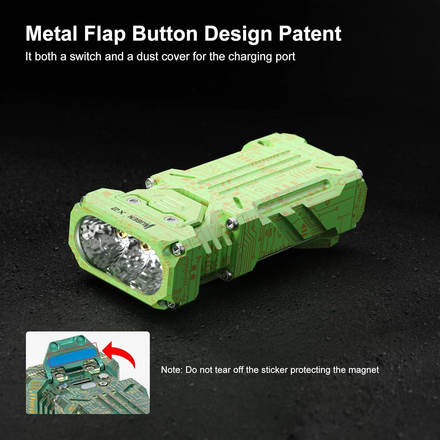 Linterna de Bolsillo WUBEN X2 1800 Lúmenes Recargable Verde