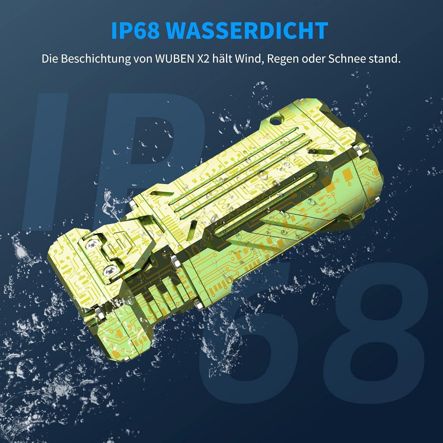 Linterna de Bolsillo WUBEN X2 1800 Lúmenes Recargable Verde