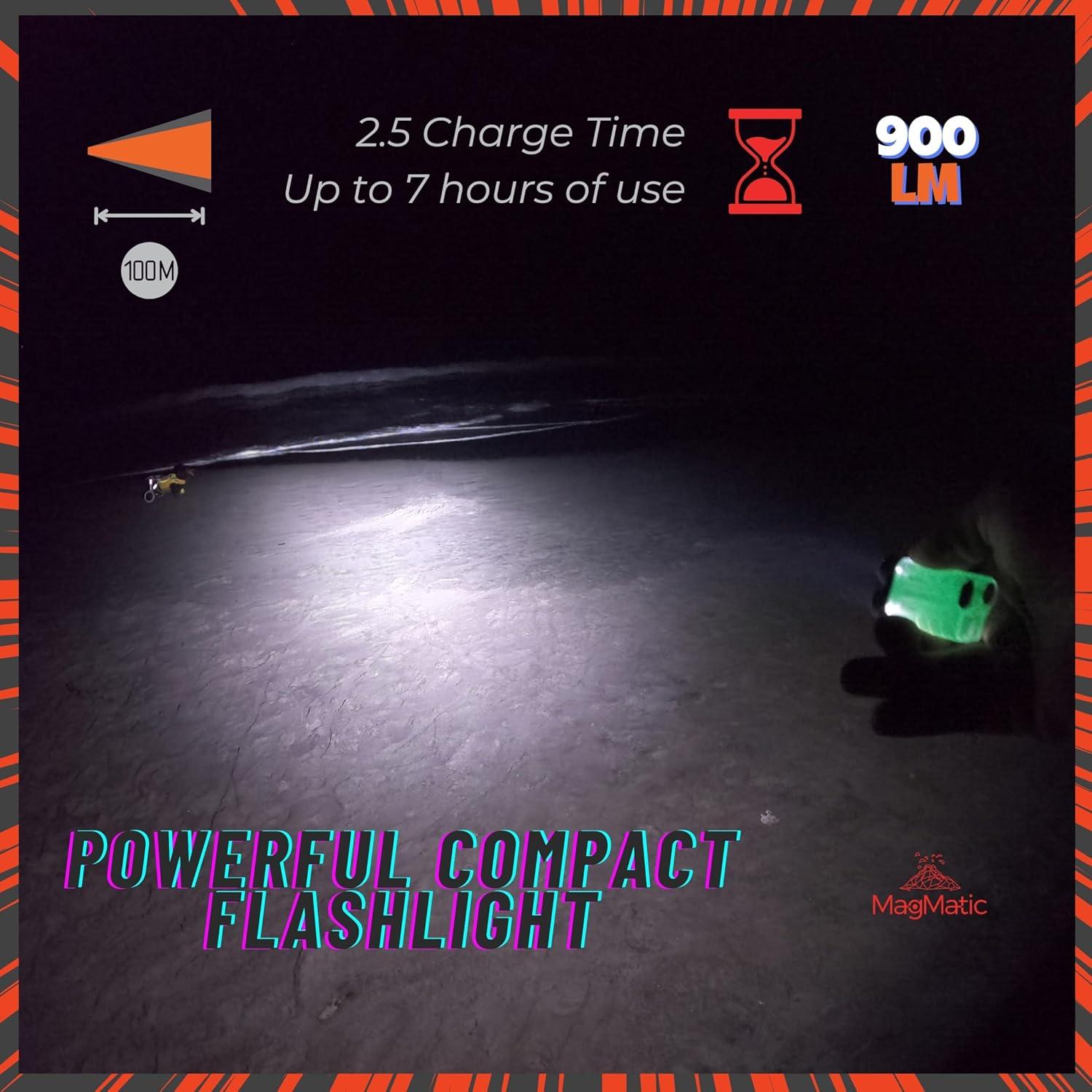 Linterna Mini Recargable MAGMATIC 900 Lúmenes - Brilla en la Oscuridad
