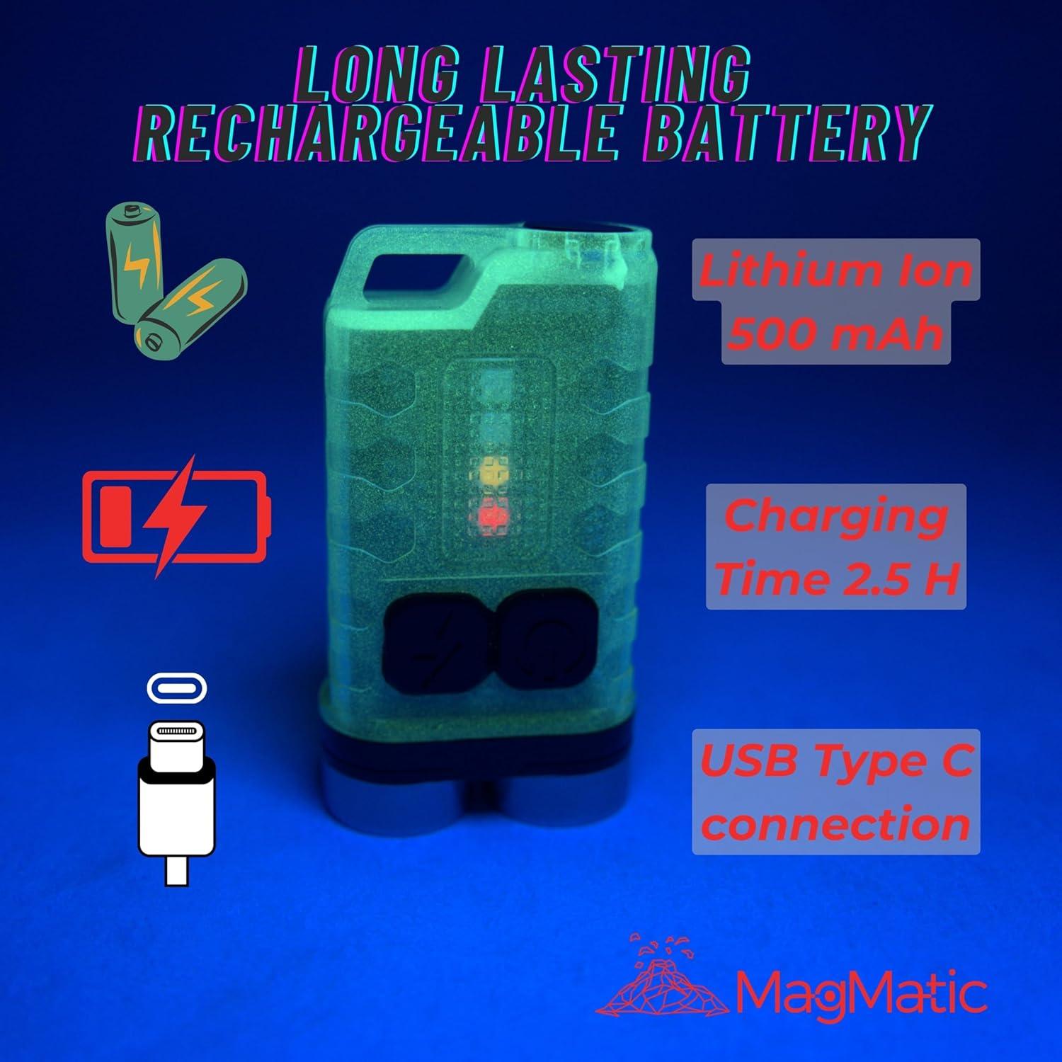 Linterna Mini Recargable MAGMATIC 900 Lúmenes - Brilla en la Oscuridad