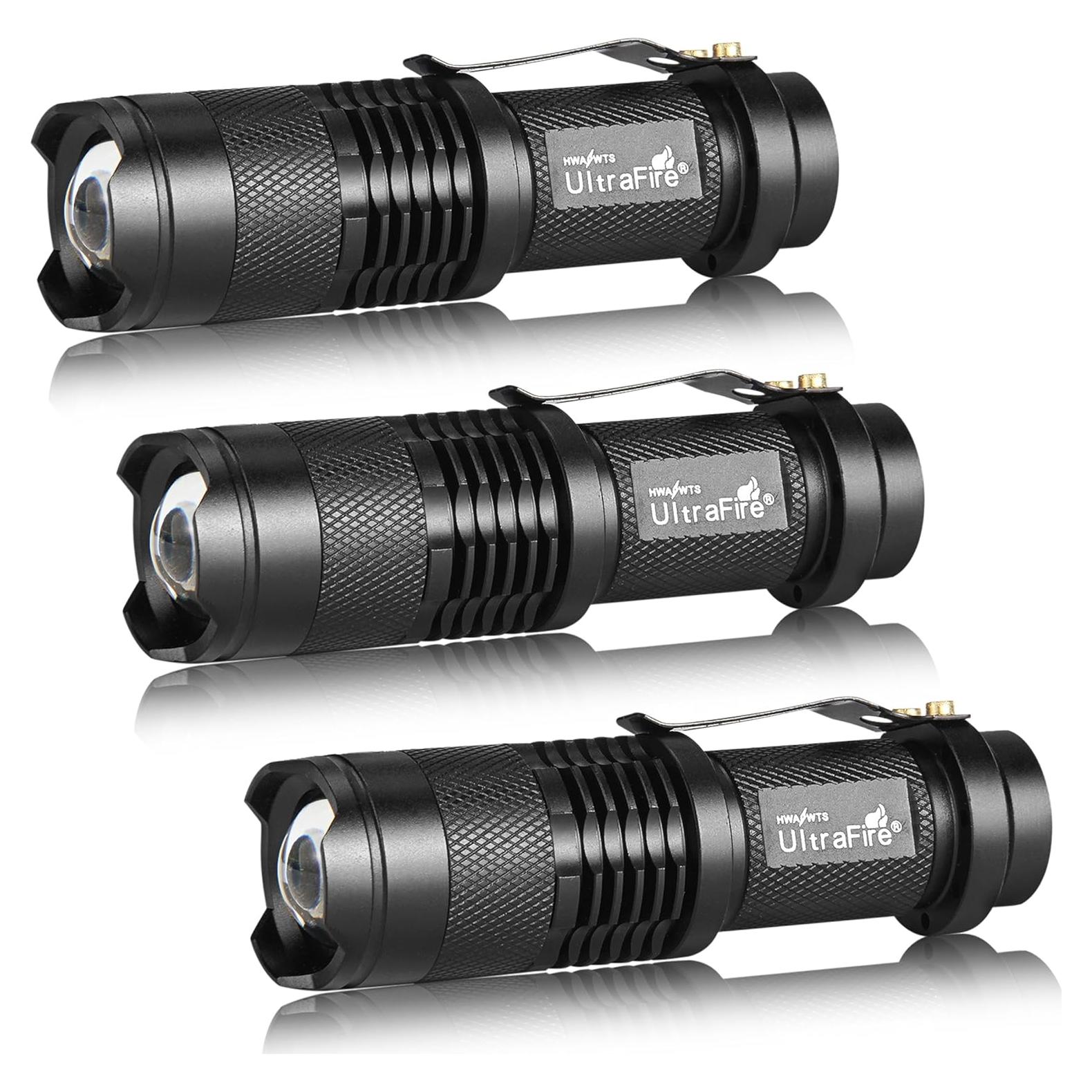 Linterna LED Táctica UltraFire SK68 - Paquete de 3, 300 Lúmenes