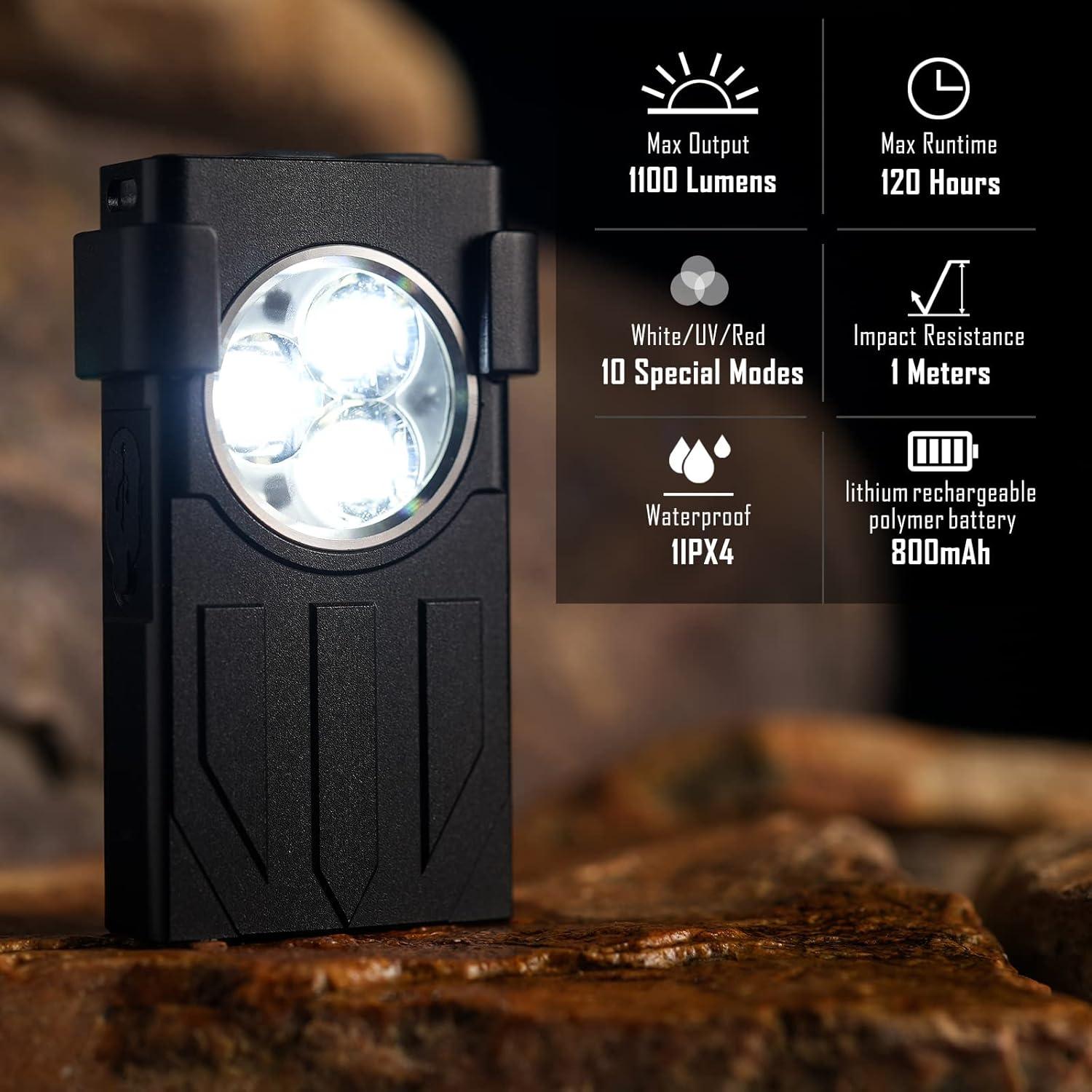 Linterna de Bolsillo Sayram 1100 Lúmenes Recargable Negra