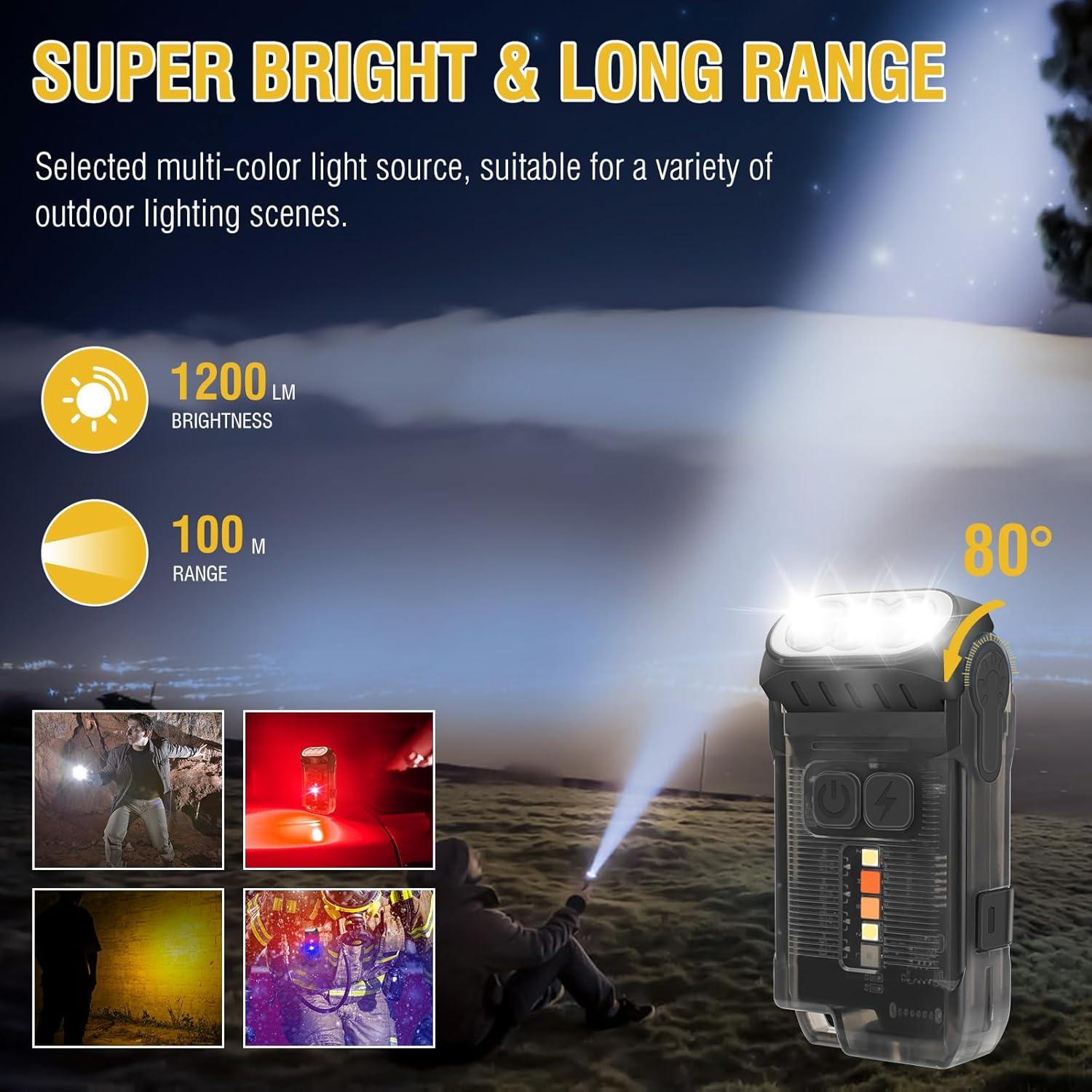 Linterna EDC BORUIT V15 Recargable USB C 1200 Lúmenes IP67