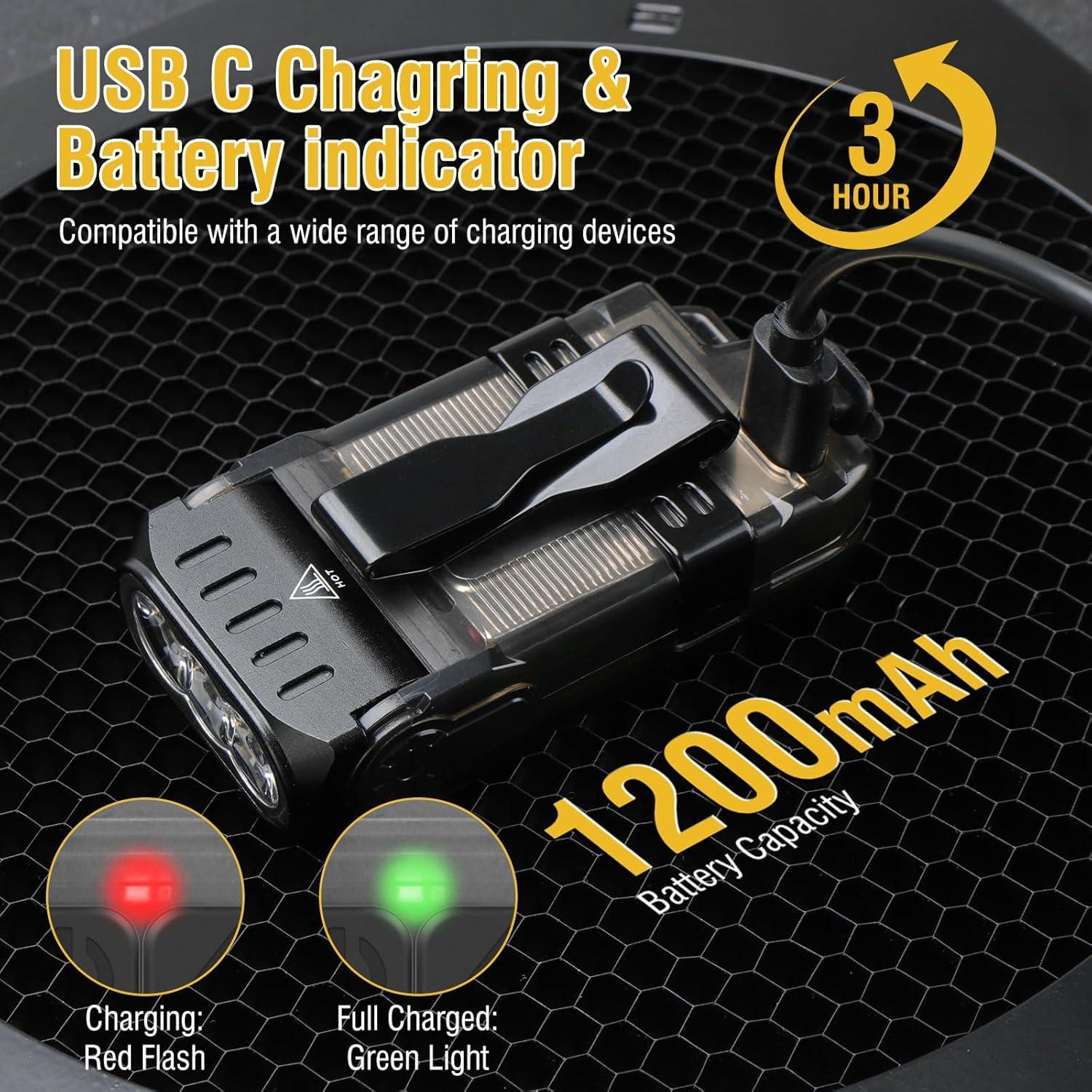 Linterna EDC BORUIT V15 Recargable USB C 1200 Lúmenes IP67