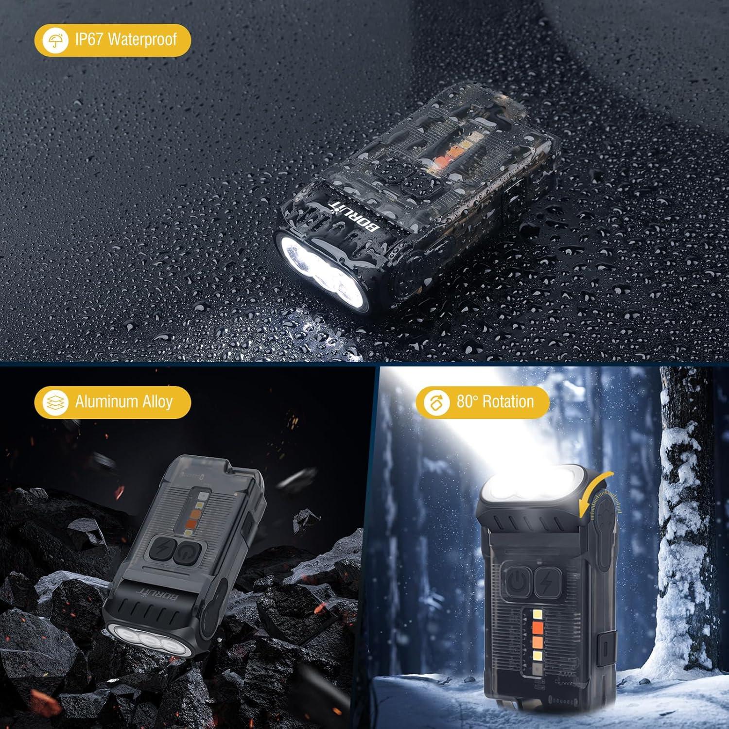 Linterna EDC BORUIT V15 Recargable USB C 1200 Lúmenes IP67