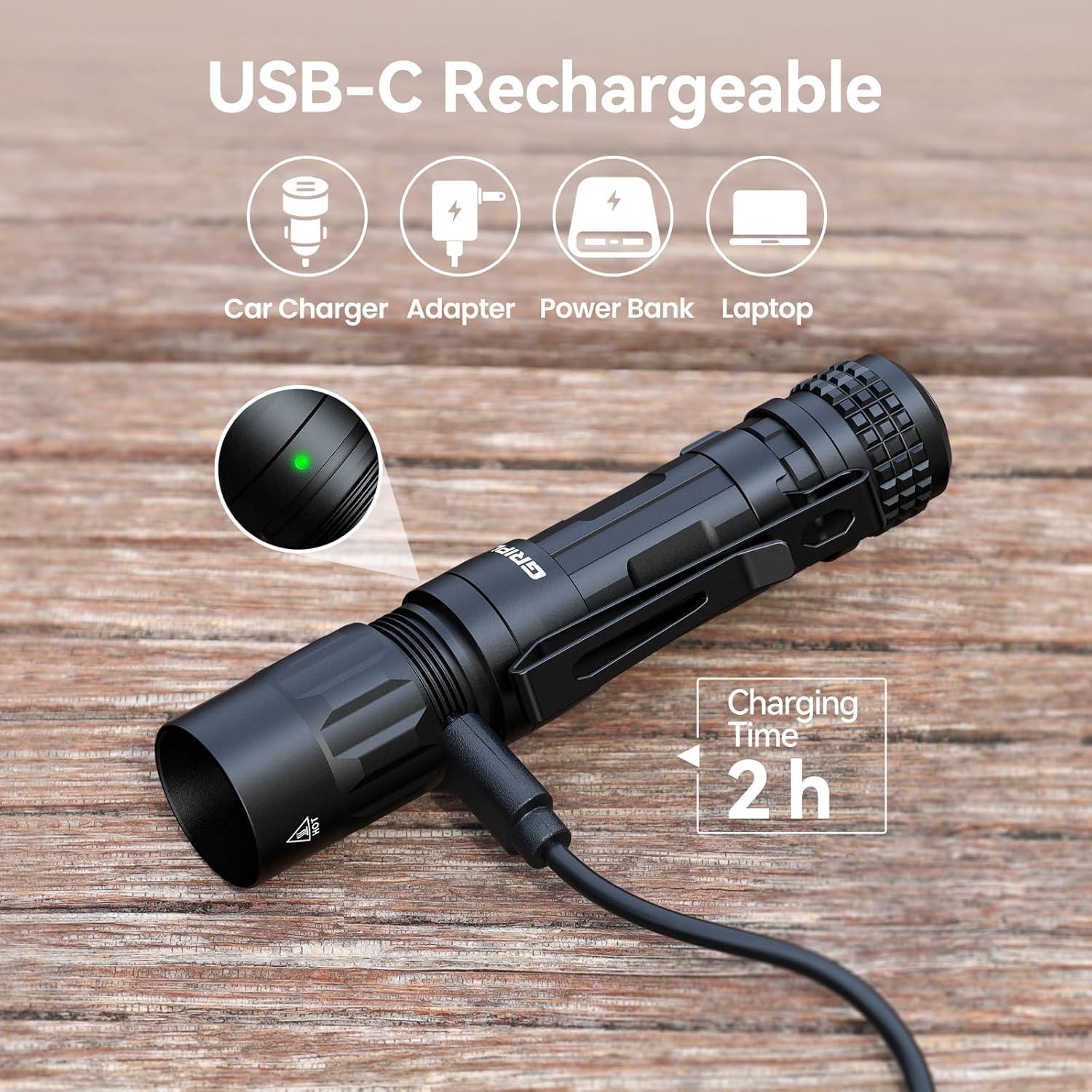 Linterna LED GripLite HD-M1100 1100 Lúmenes Recargable