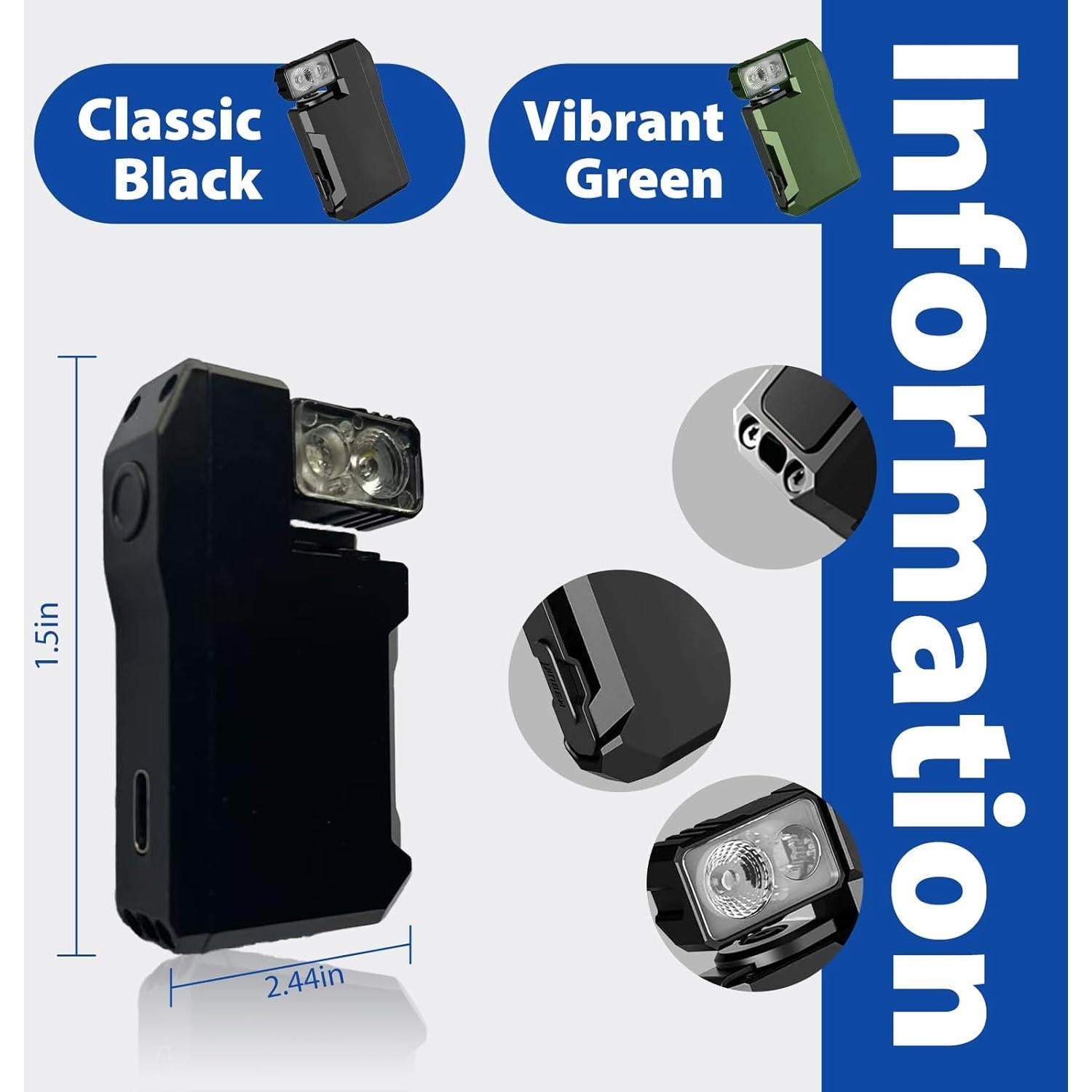 Linterna EDC Recargable Genérico 400 Lúmenes Compacta Negra