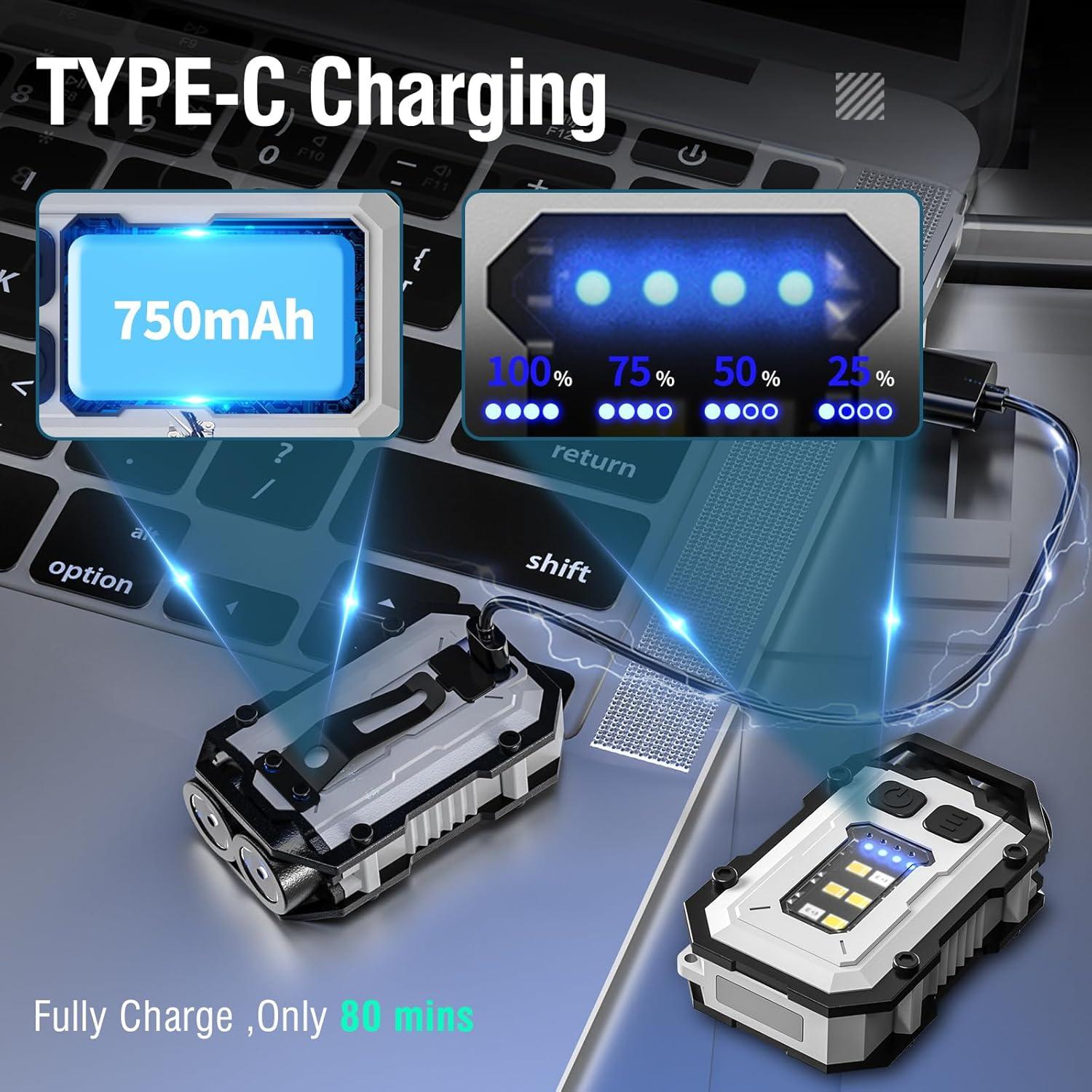 Linterna Mini Recargable NGOKPYD N10 900 Lúmenes USB C IPX4