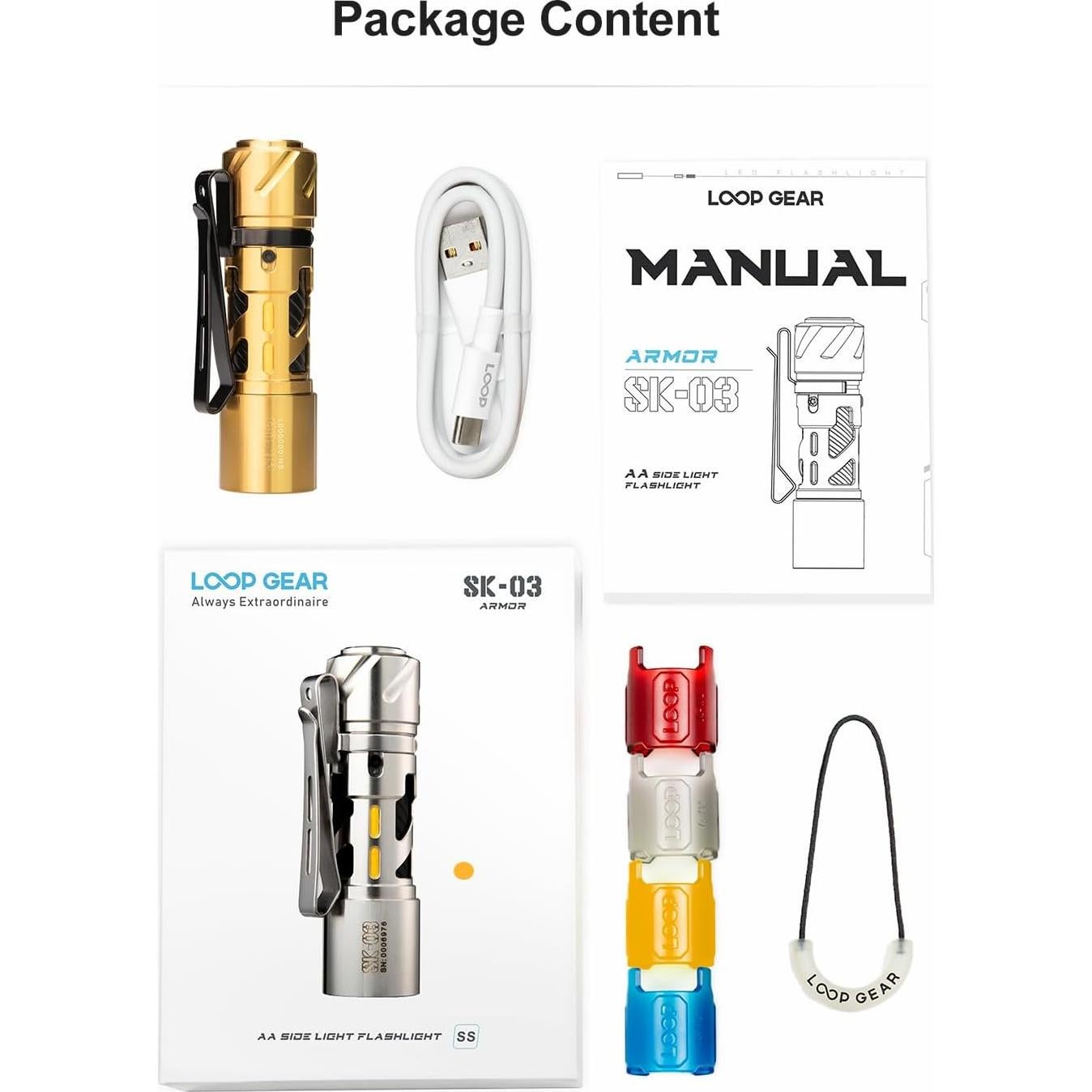 Linterna LED LOOP GEAR SK03 1000 Lúmenes Recargable USB-C