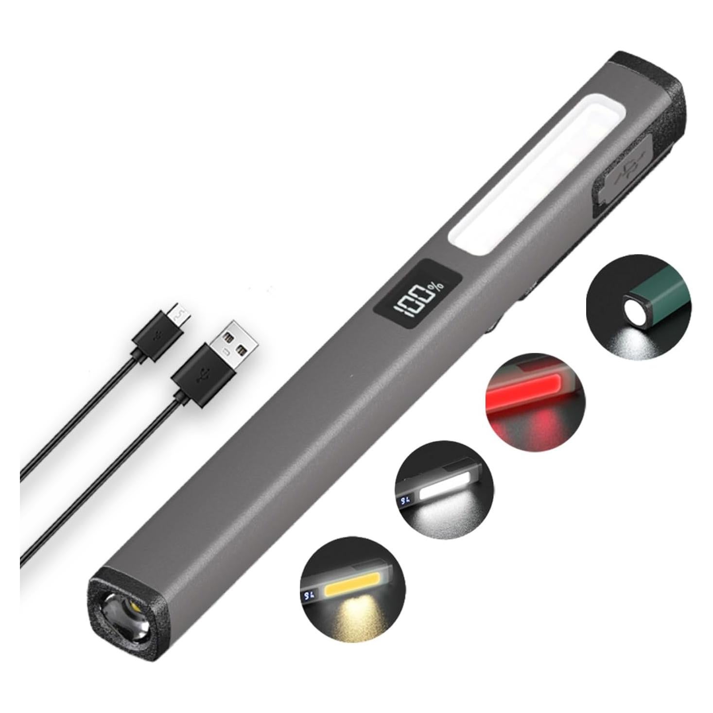 Linterna Recargable de Bolígrafo Bufccy W08 con Luz COB 6 Modos