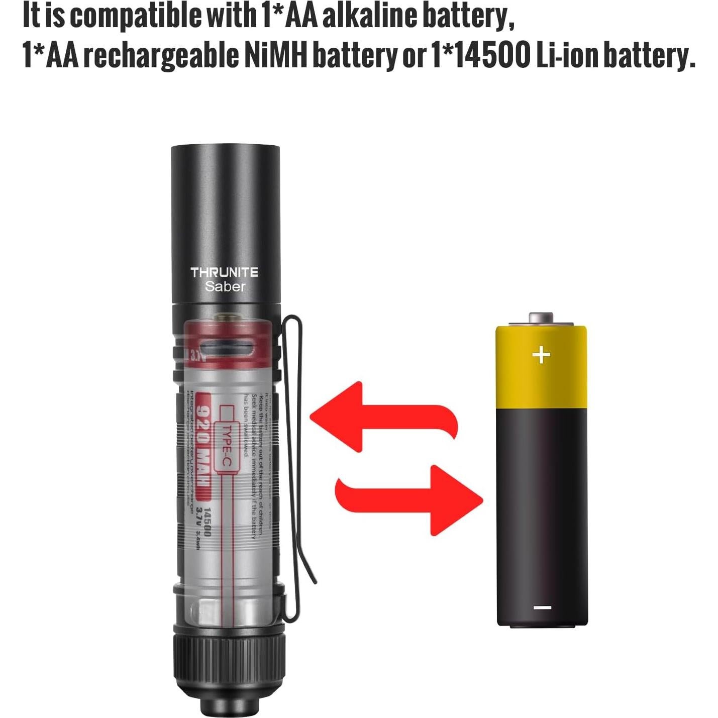 Linterna ThruNite Saber EDC AA 659 Lúmenes Recargable USB-C