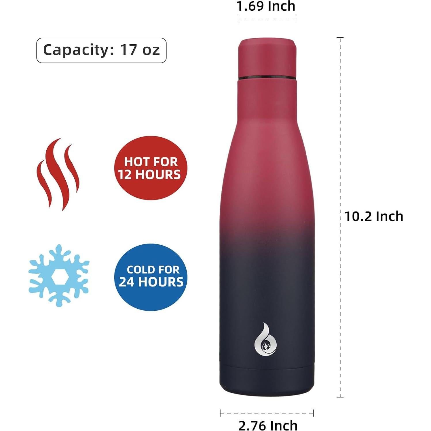 Botella de Agua Aislada BJPKPK 500ml Acero Inoxidable Doble Pared