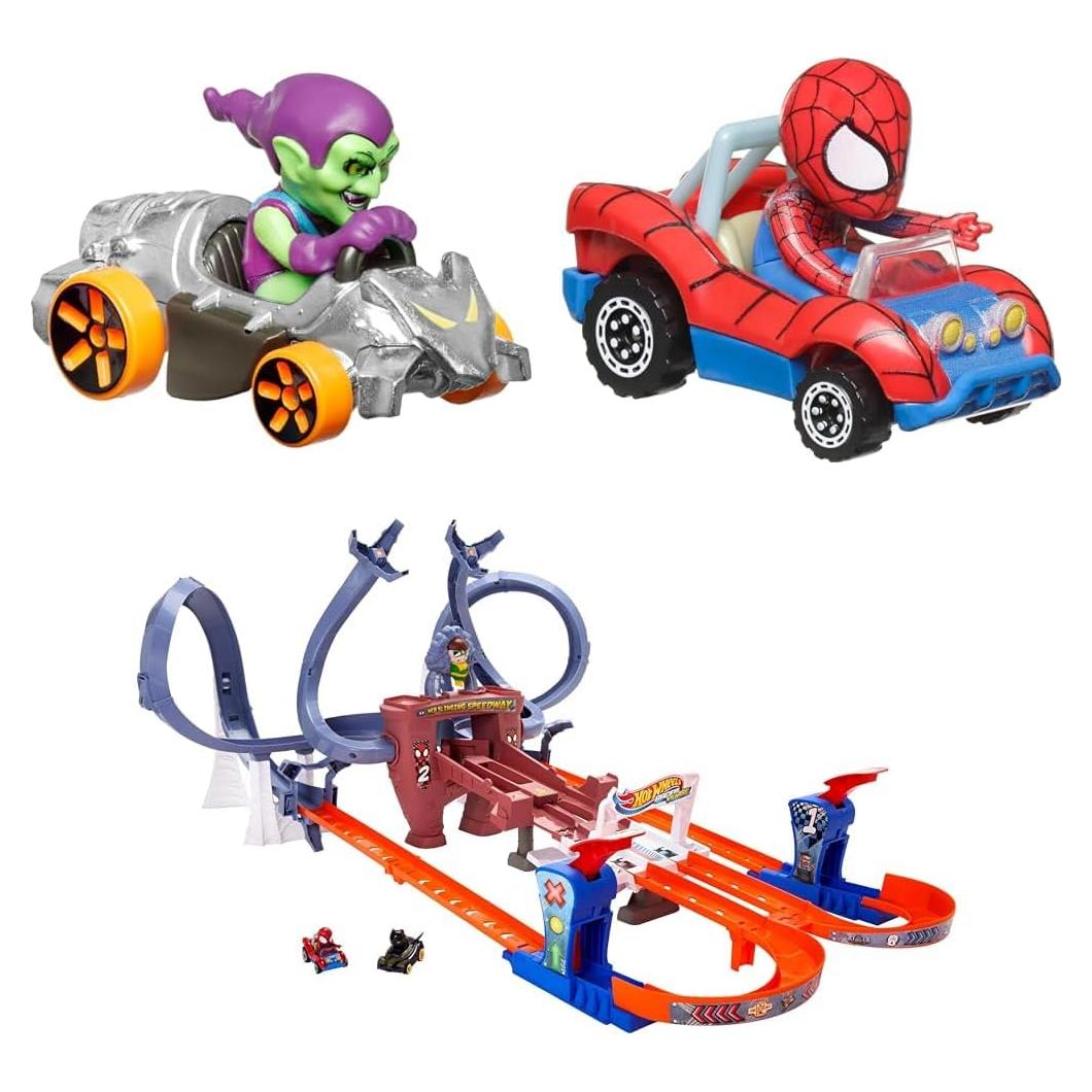Hot Wheels Conjunto de Pista Spider-Man y Black Panther 1:64