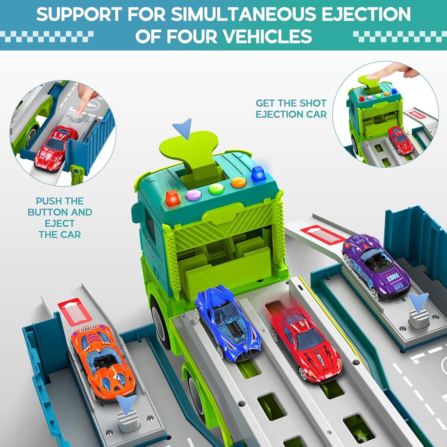 Camión Transportador de Dinosaurios Diuerma con 8 Coches