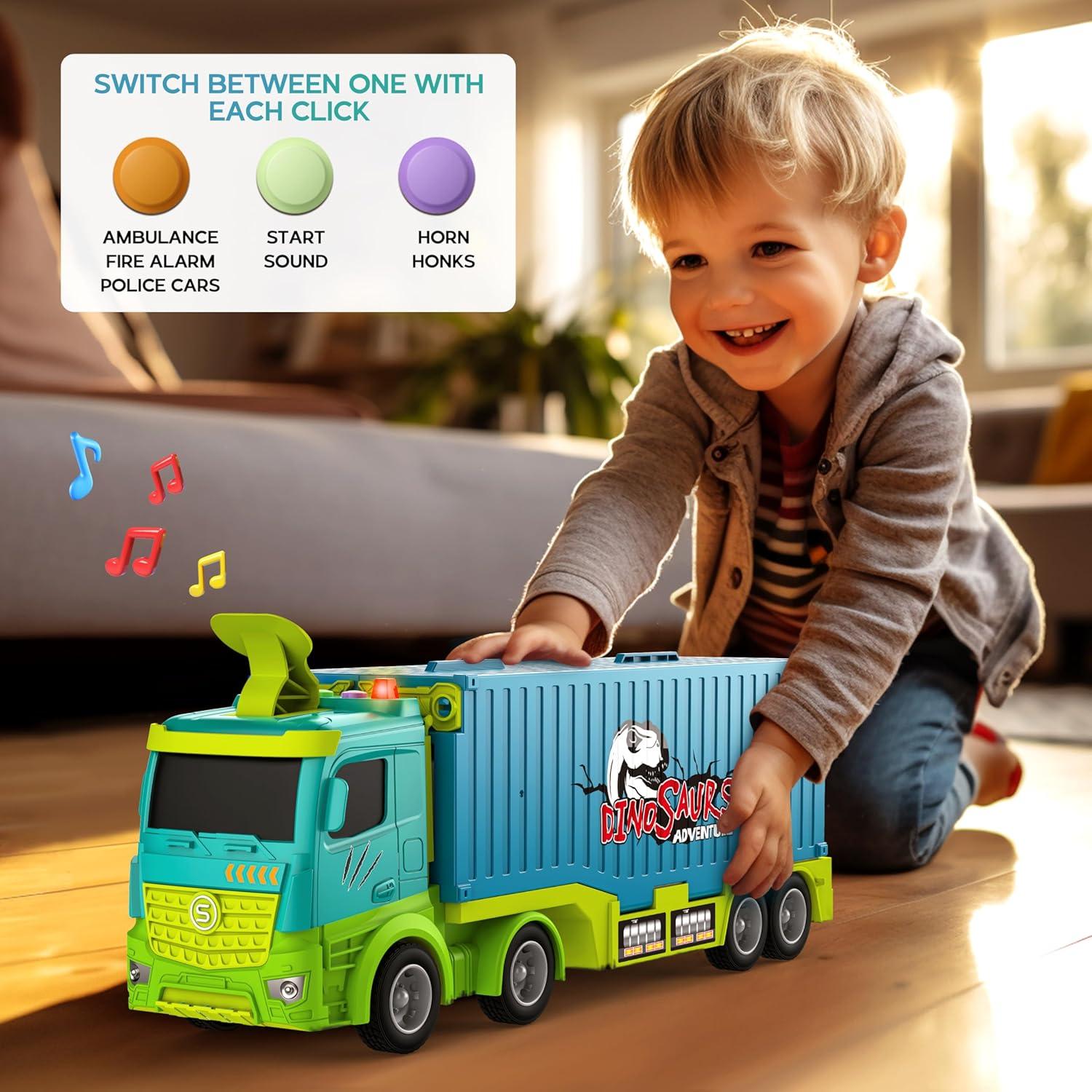 Camión Transportador de Dinosaurios Diuerma con 8 Coches