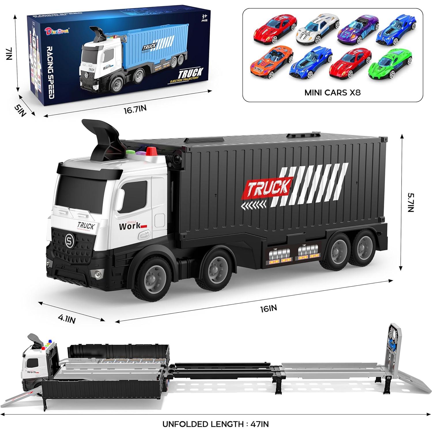 Camión Transportador Diuerma con 8 Autos y Pista Plegable