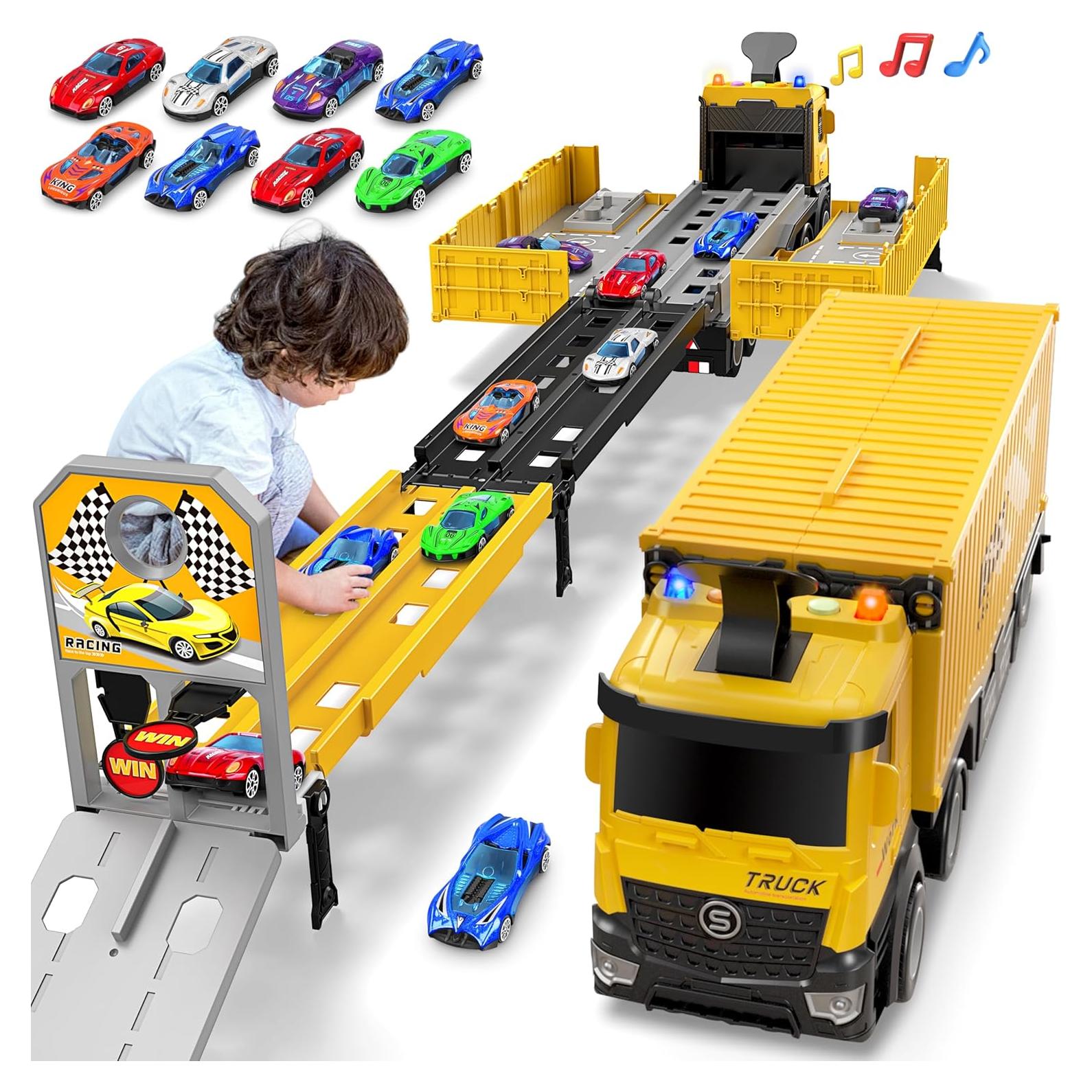 Camión Transportador Diuerma con 8 Autos de Carrera