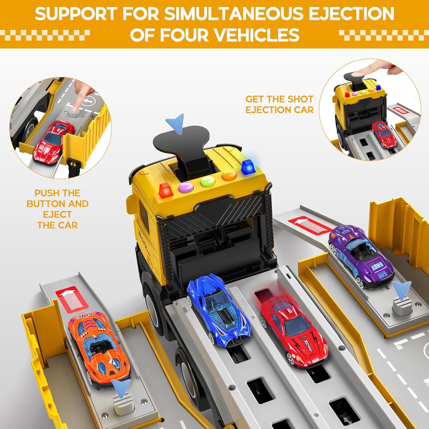 Camión Transportador Diuerma con 8 Autos de Carrera