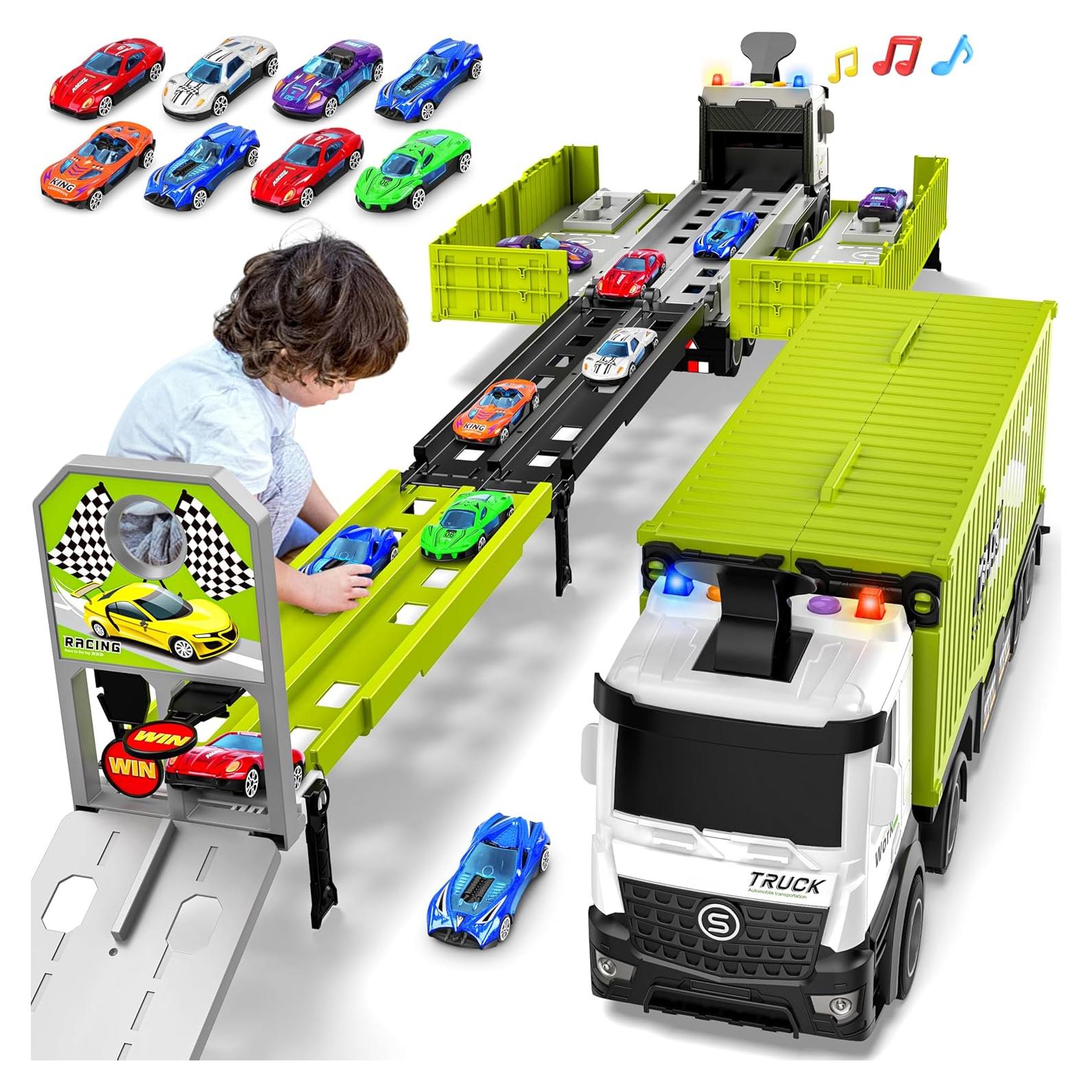 Camión Transportador Diuerma con 8 Autos de Carrera