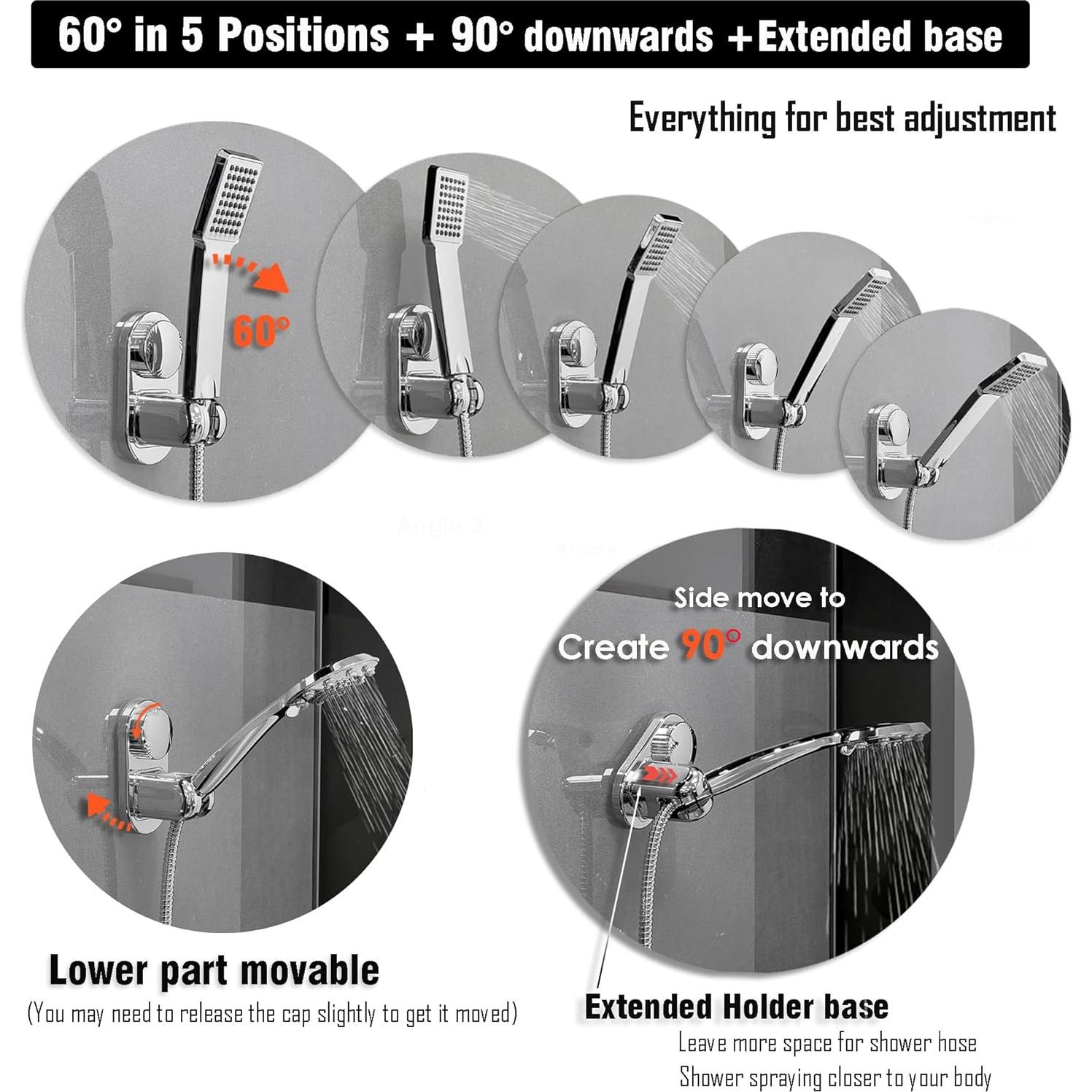 Soporte de Ducha RIVOODS Cromo Pulido 5 Posiciones Ajustables