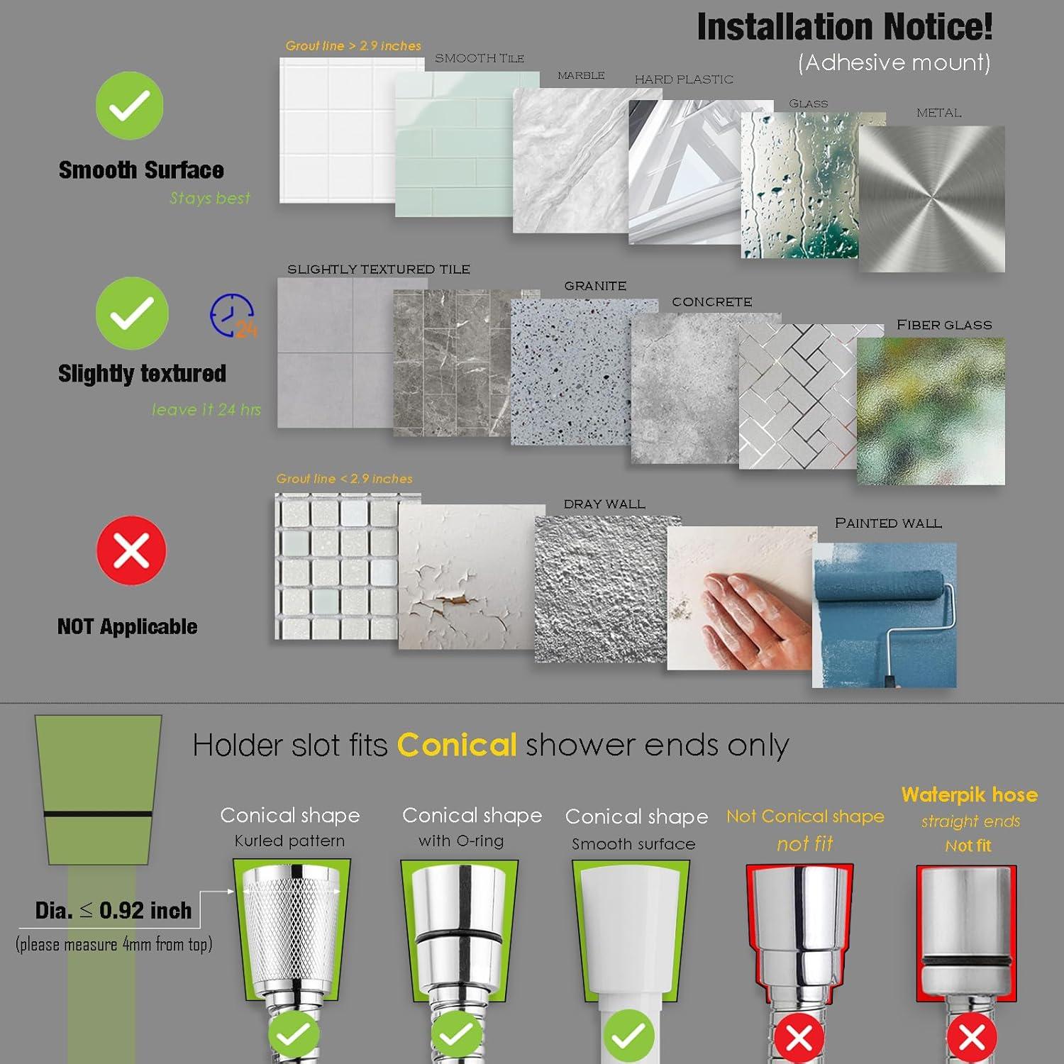Soporte de Ducha RIVOODS Cromo Pulido 5 Posiciones Ajustables