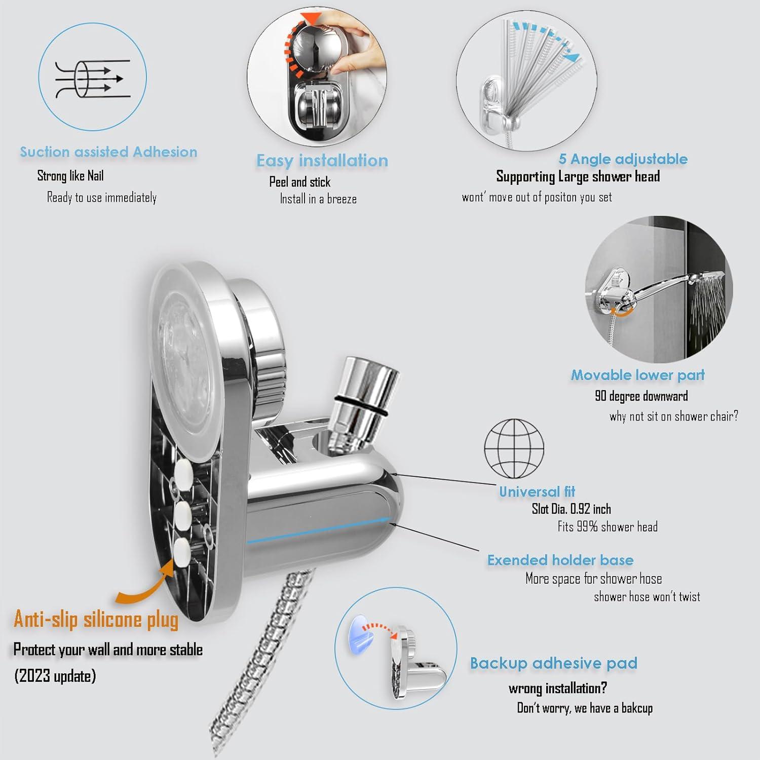 Soporte de Ducha RIVOODS Cromo Pulido 5 Posiciones Ajustables