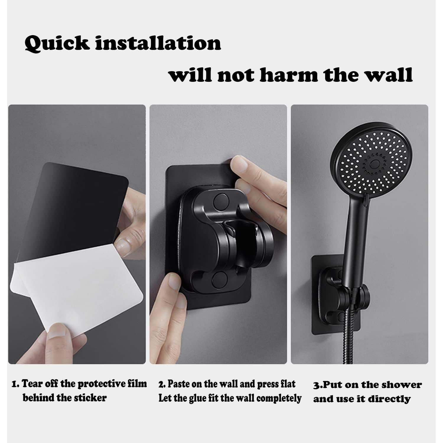 Soporte de Ducha de Mano Ajustable DASITON Negro para Pared