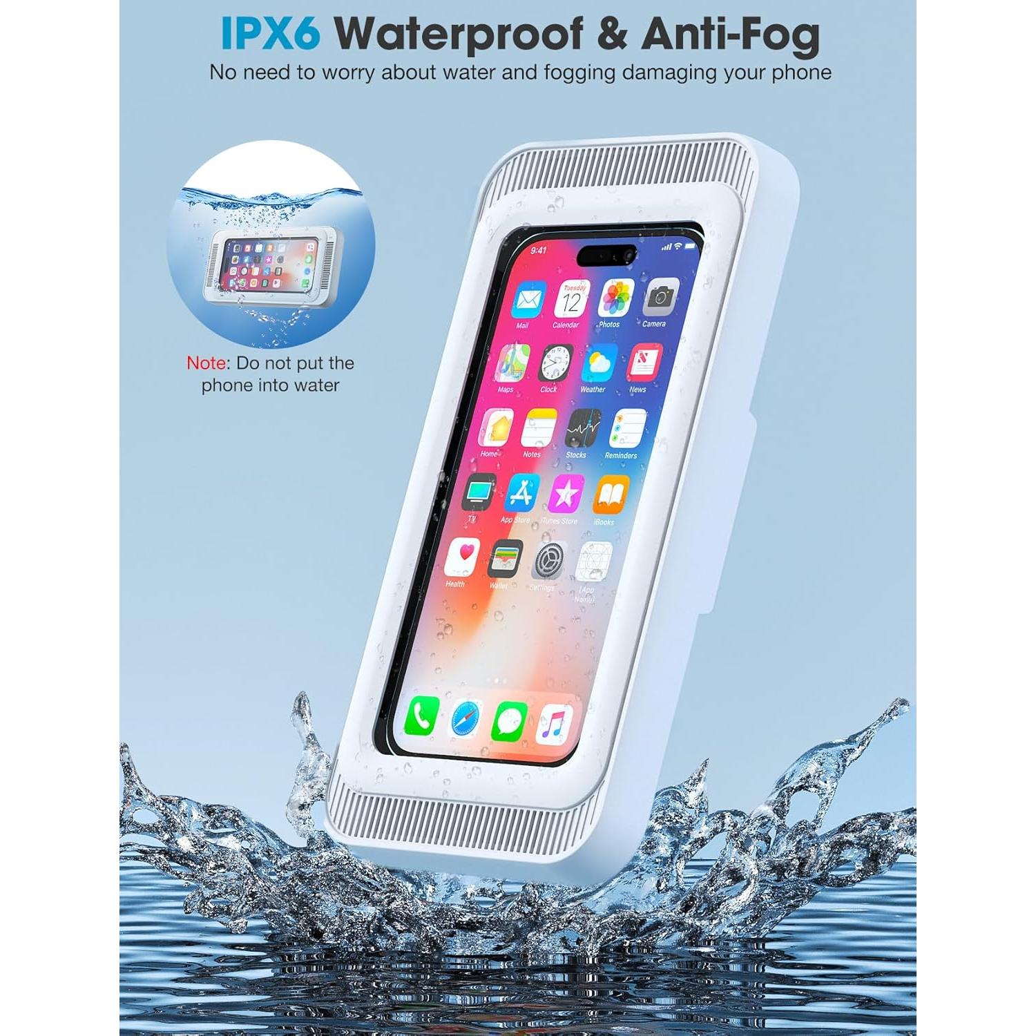 Soporte para Teléfono de Ducha KUNSLUCK IPX6 Rotación 360°