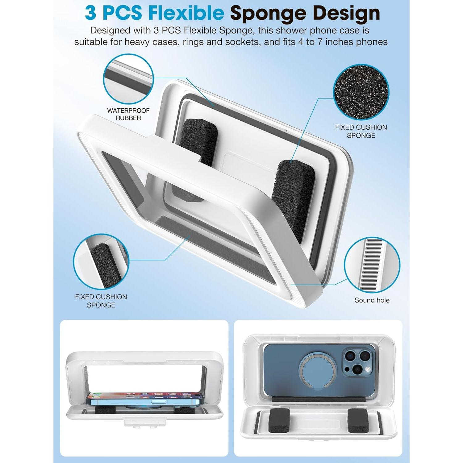 Soporte para Teléfono de Ducha KUNSLUCK IPX6 Rotación 360°