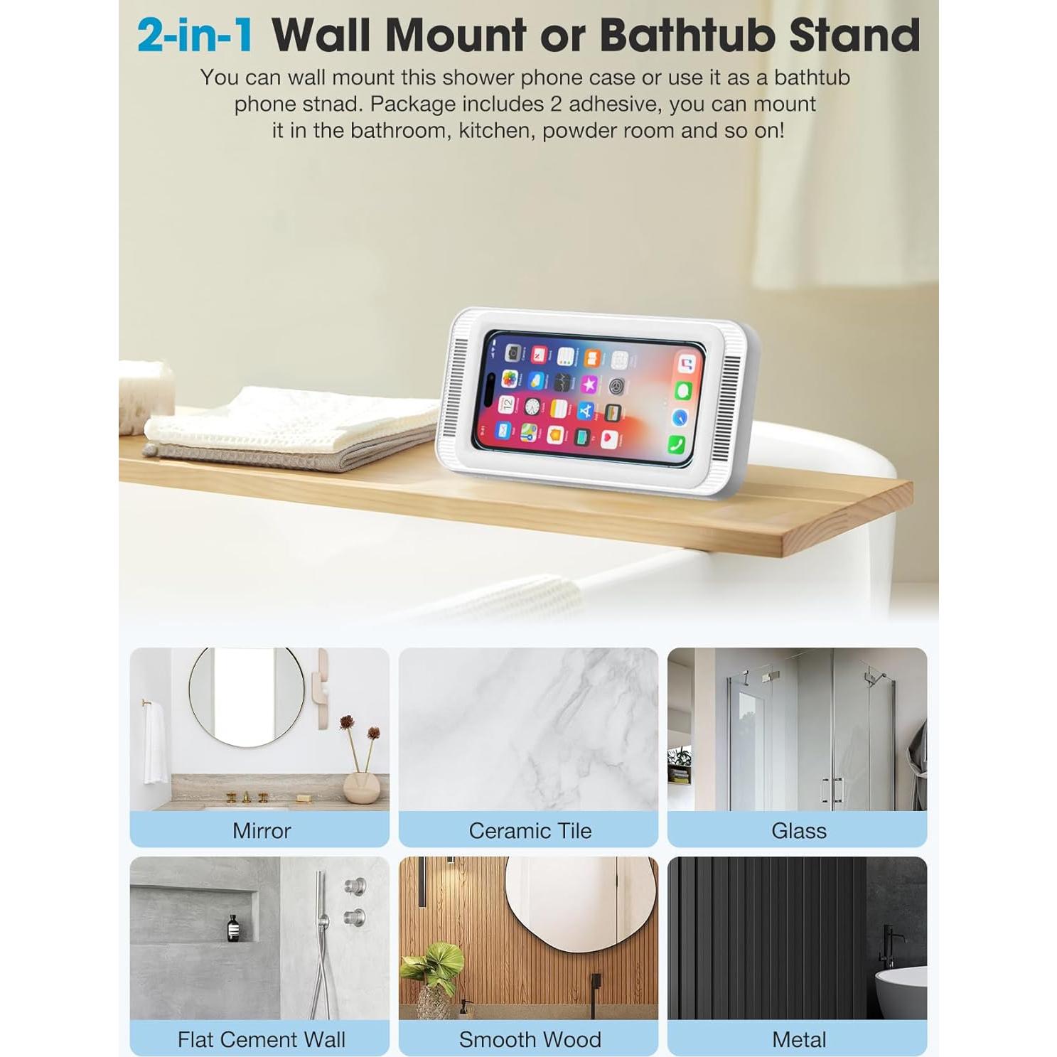 Soporte para Teléfono de Ducha KUNSLUCK IPX6 Rotación 360°