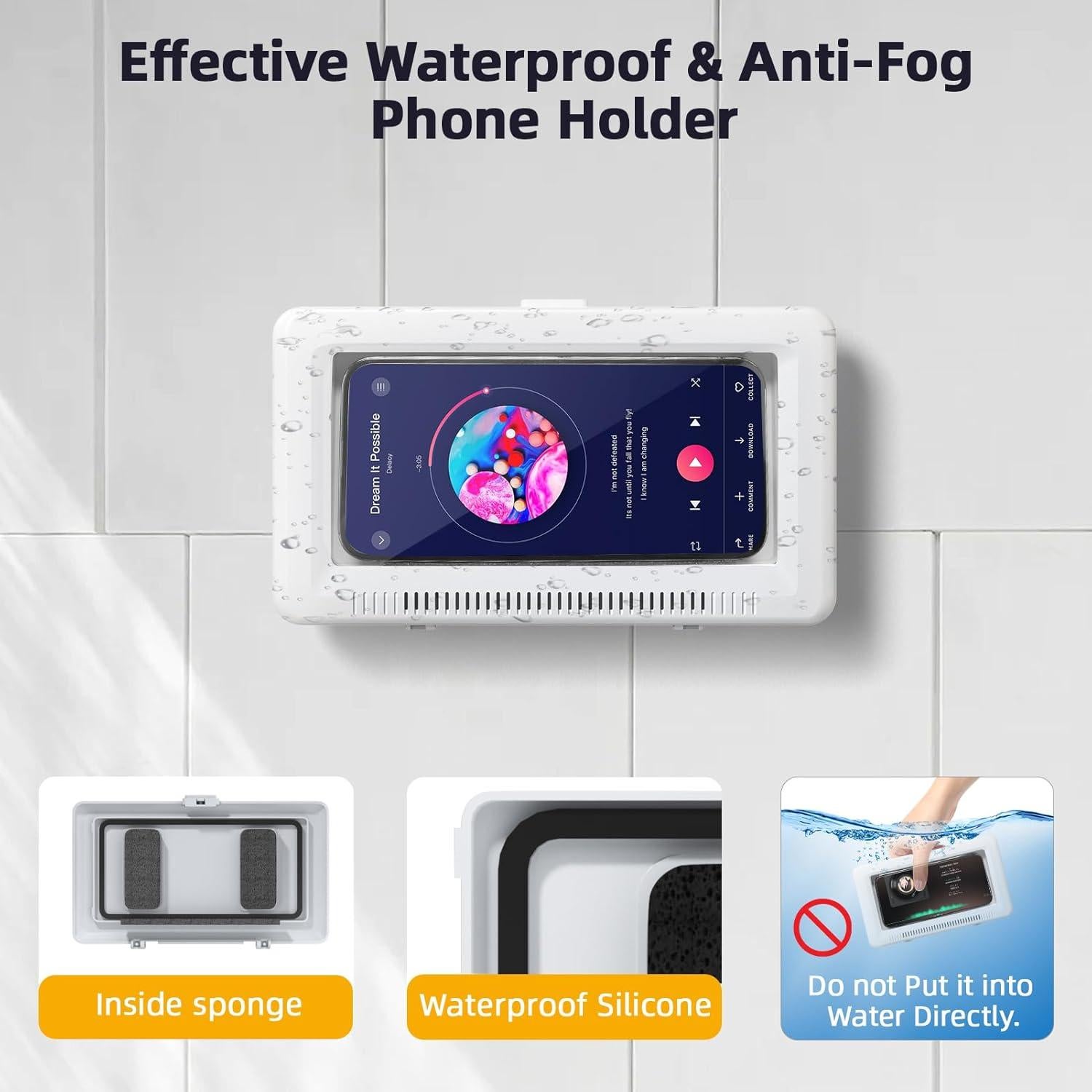 Soporte para Teléfono de Ducha Geyrut Impermeable Ajustable