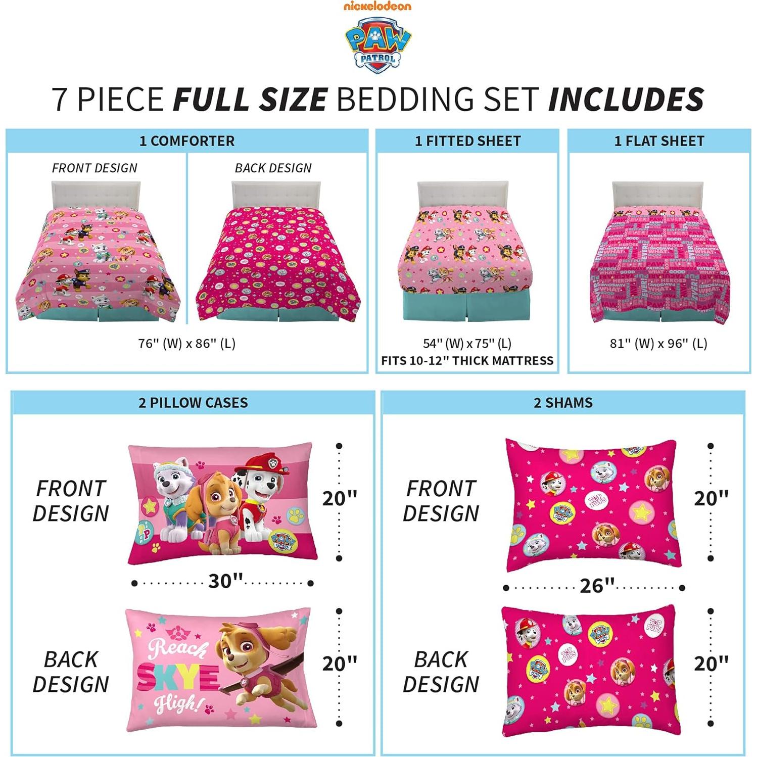 Conjunto de Ropa de Cama Paw Patrol Franco 7 Piezas Completo