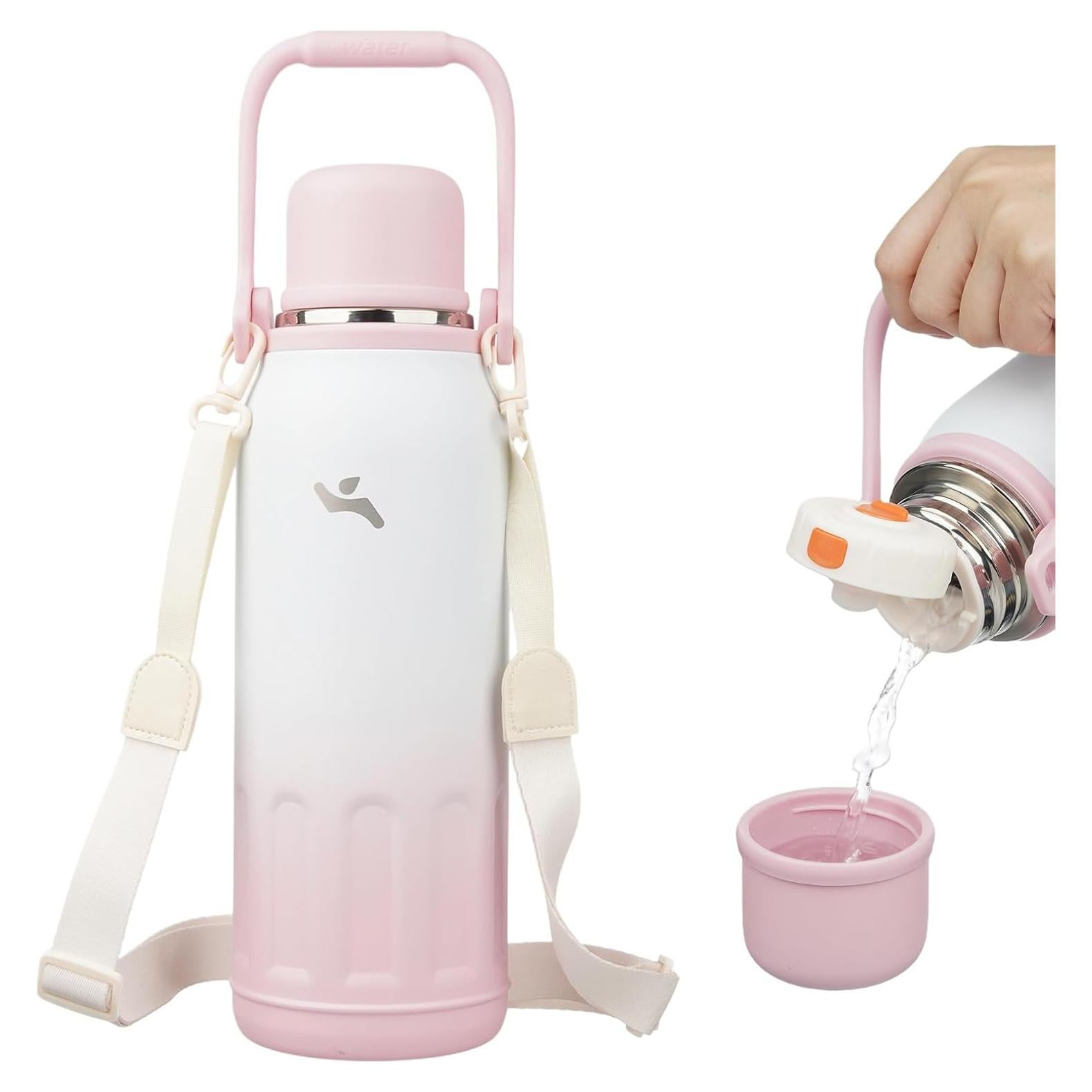 Botella de Agua Aislada Konokyo 1.48L Perla Rosa Doble Pared