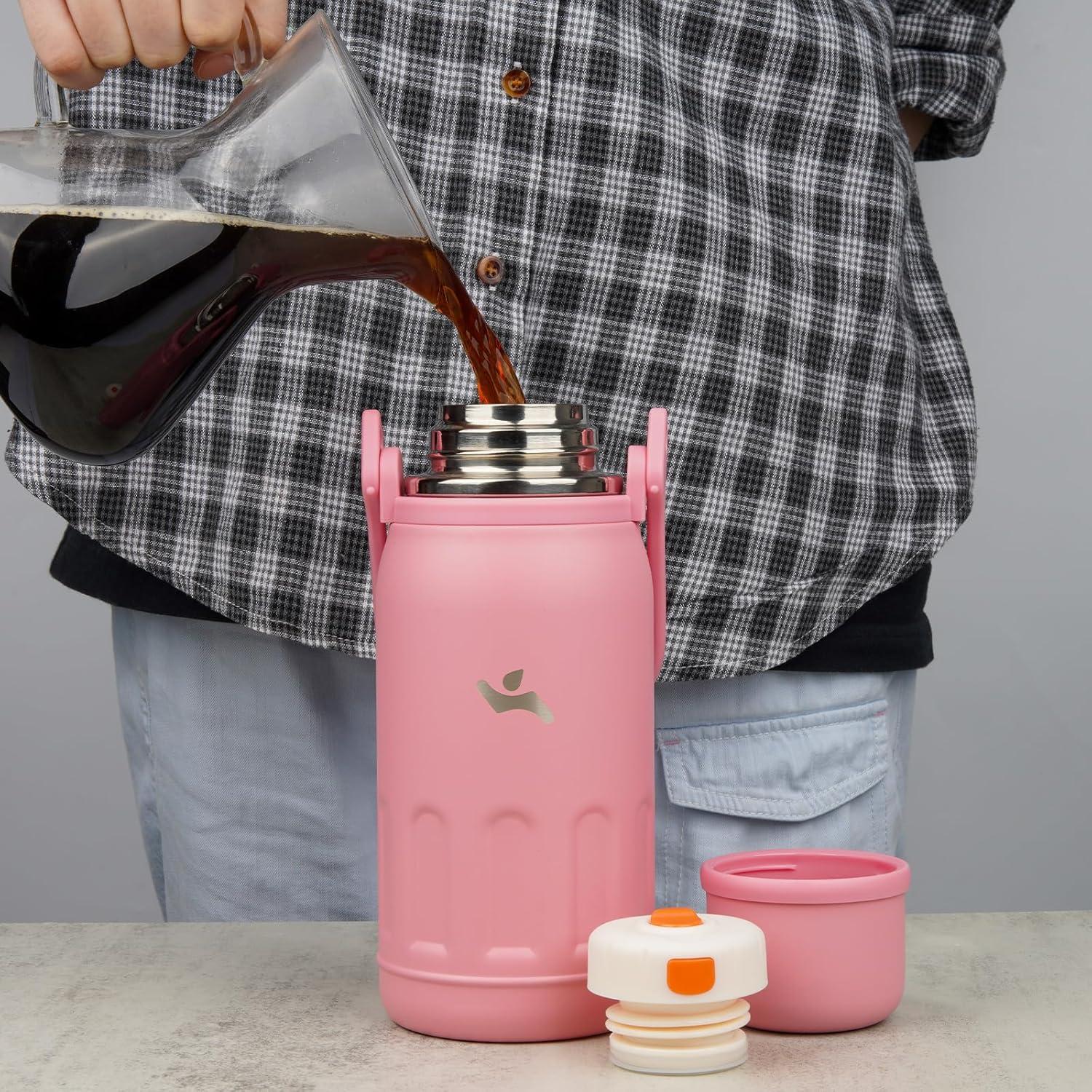 Botella de Agua Aislada Konokyo 1.48L Perla Rosa Doble Pared