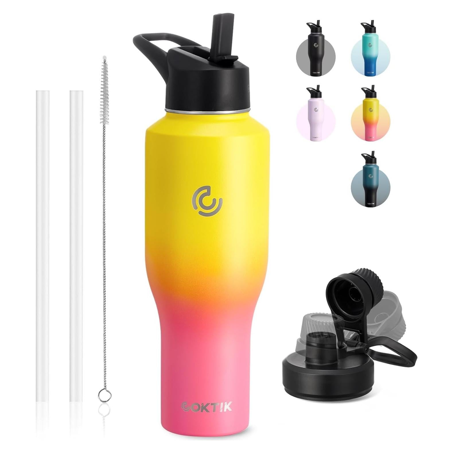 Botella de Agua Aislada COKTIK 1.18L con Tapa de Popote