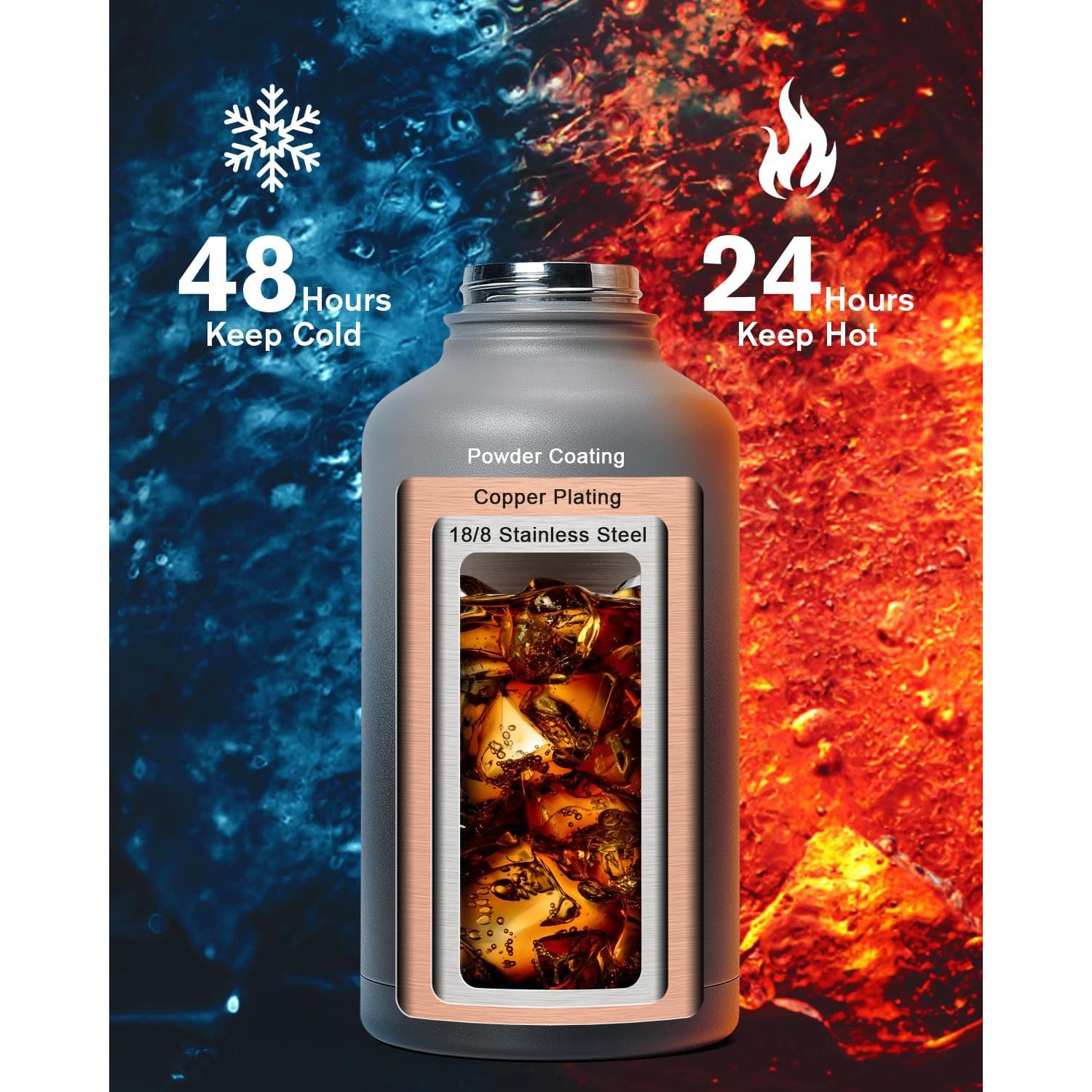 Botella de Agua Aislada Topre 64 oz Acero Inoxidable Gris