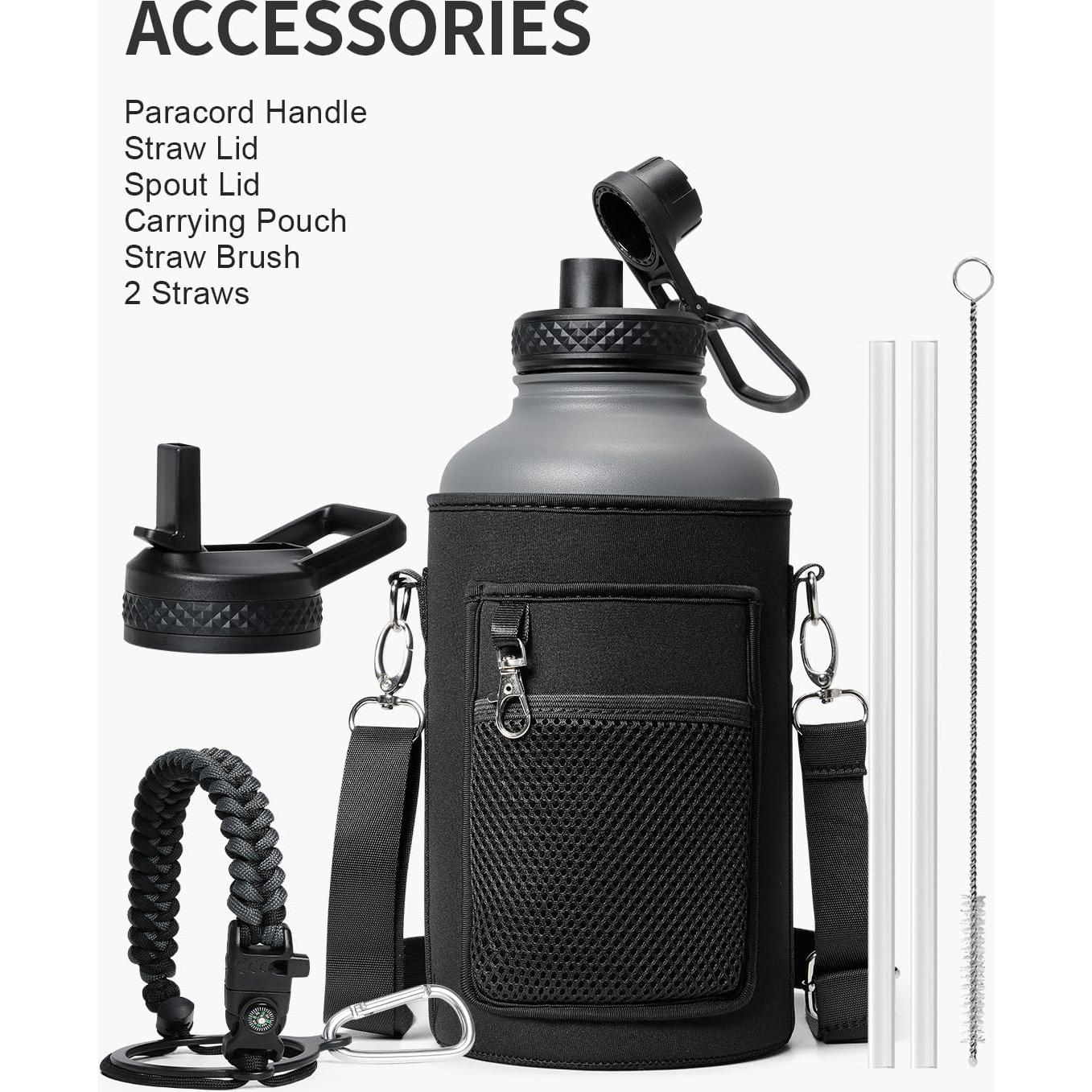 Botella de Agua Aislada Topre 64 oz Acero Inoxidable Gris