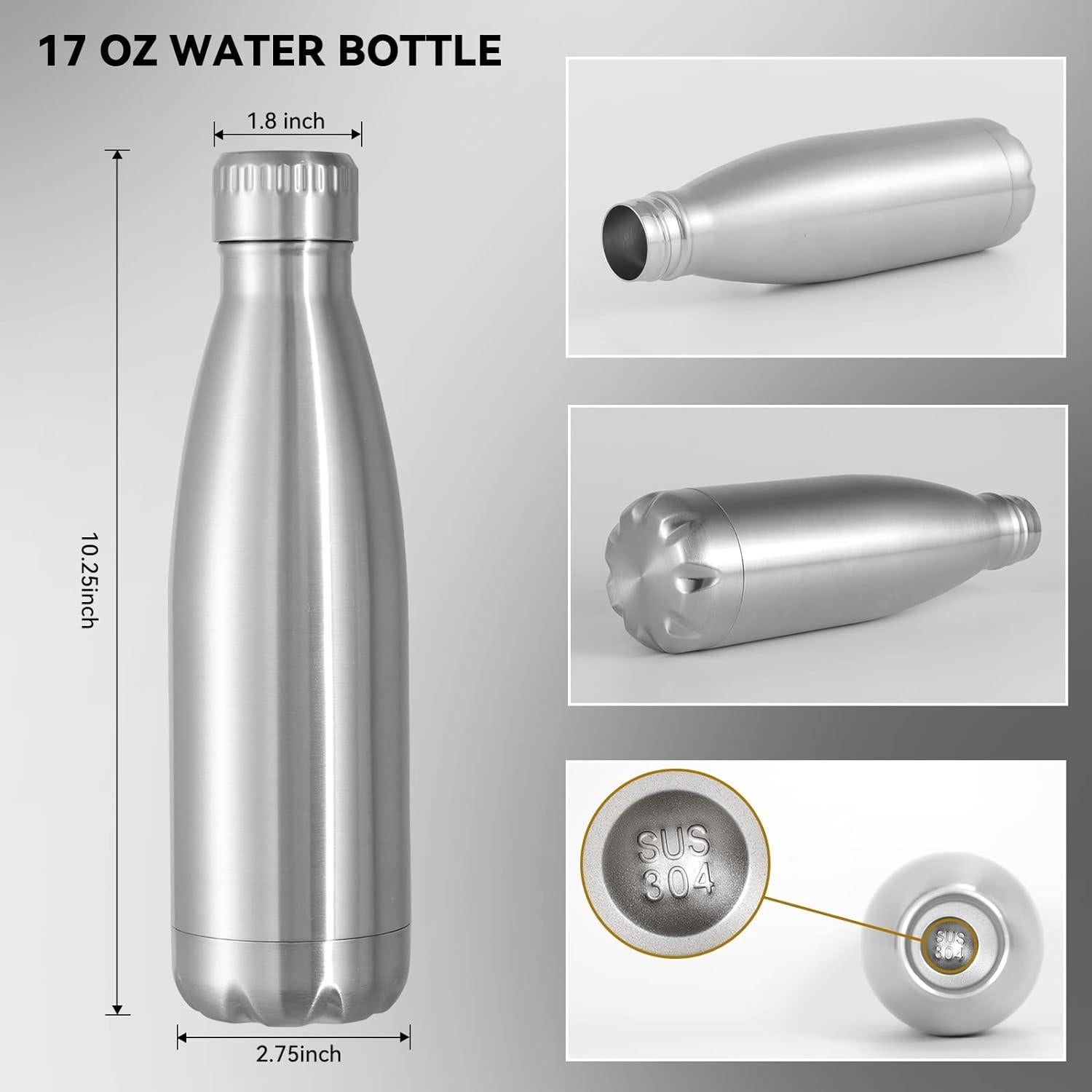 Botellas de Agua VEGOND 500ml Acero Inoxidable Aisladas - 4 Pzas
