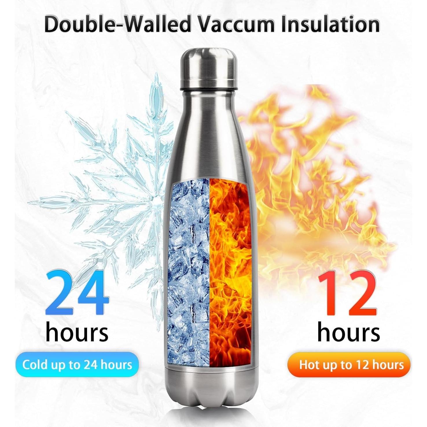 Botella de Agua Aislada YEBTS Life 500ml Acero Inoxidable 2 Pzas