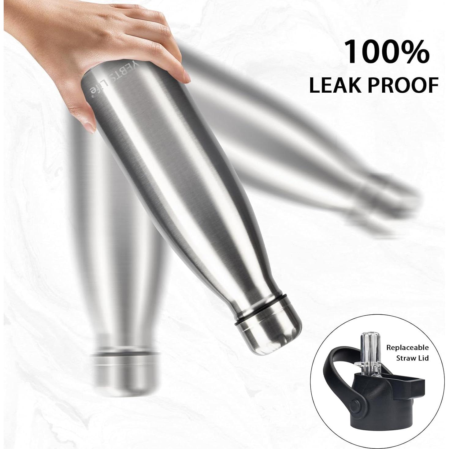 Botella de Agua Aislada YEBTS Life 500ml Acero Inoxidable 2 Pzas