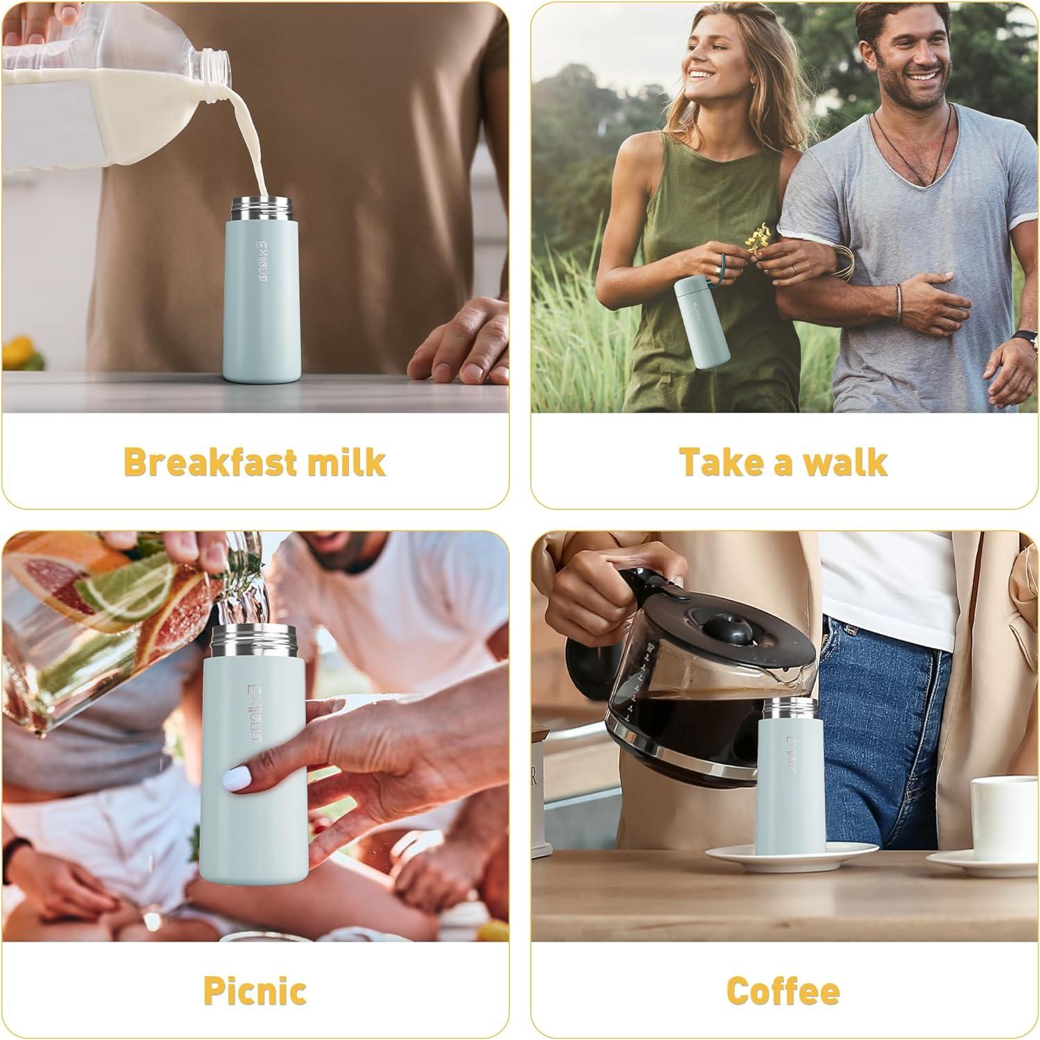 Botella de Agua Aislada Exllena 250ml Acero Inoxidable Azul