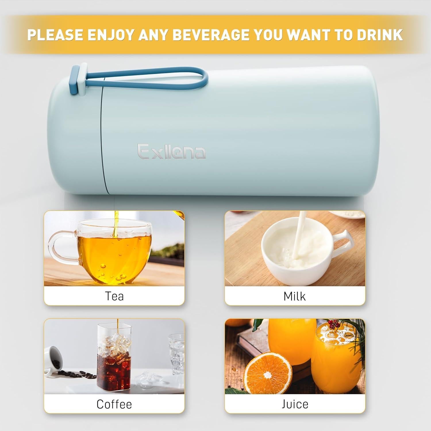 Botella de Agua Aislada Exllena 250ml Acero Inoxidable Azul