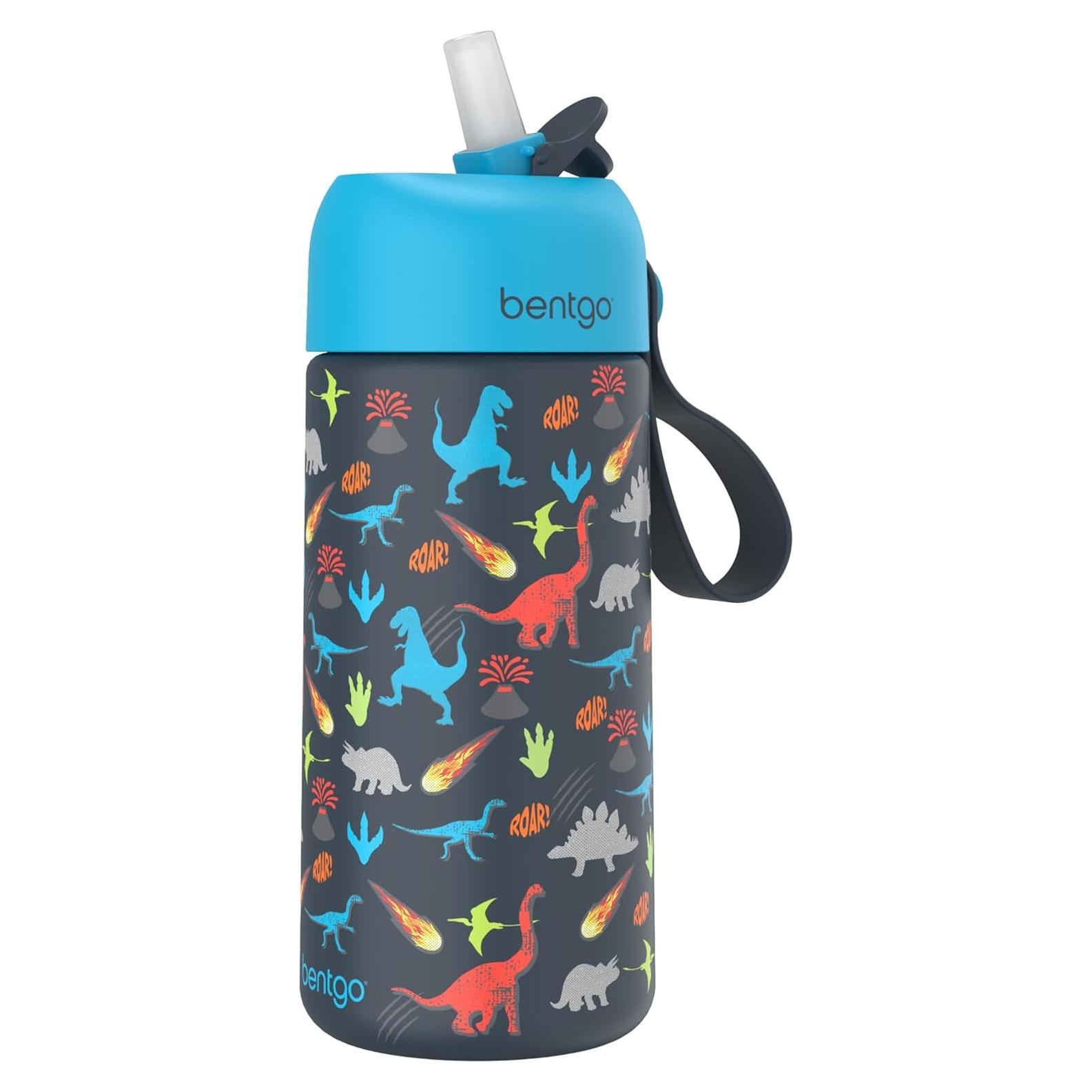 Botella de Agua Aislada Bentgo Kids 414 ml - Acero Inoxidable, Tiburones