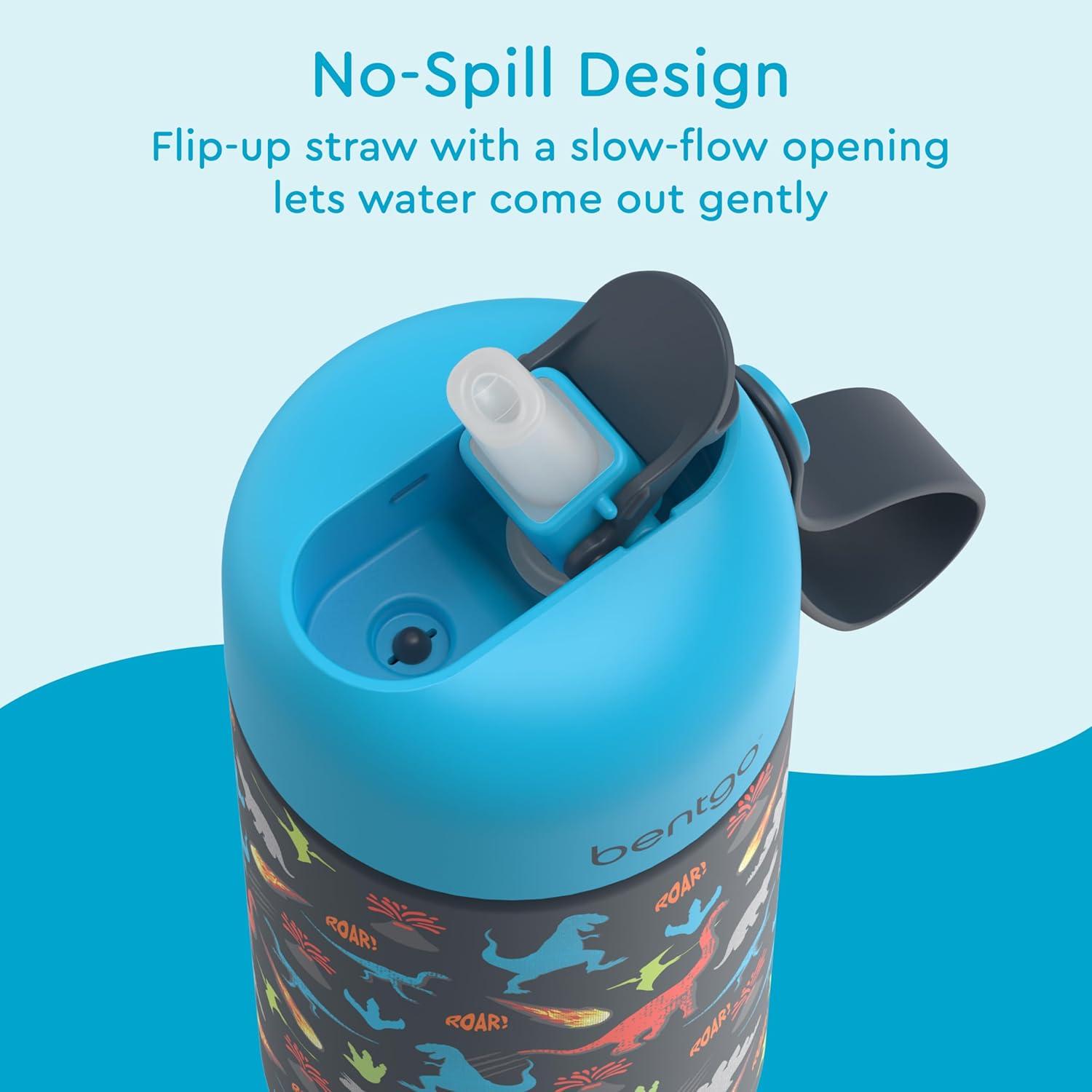 Botella de Agua Aislada Bentgo Kids 414 ml - Acero Inoxidable, Tiburones
