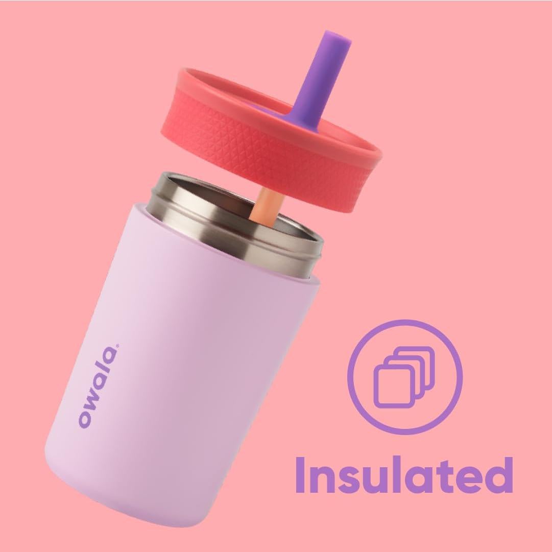 Vaso Térmico Owala para Niños 355 ml Acero Inoxidable Rosa Morado