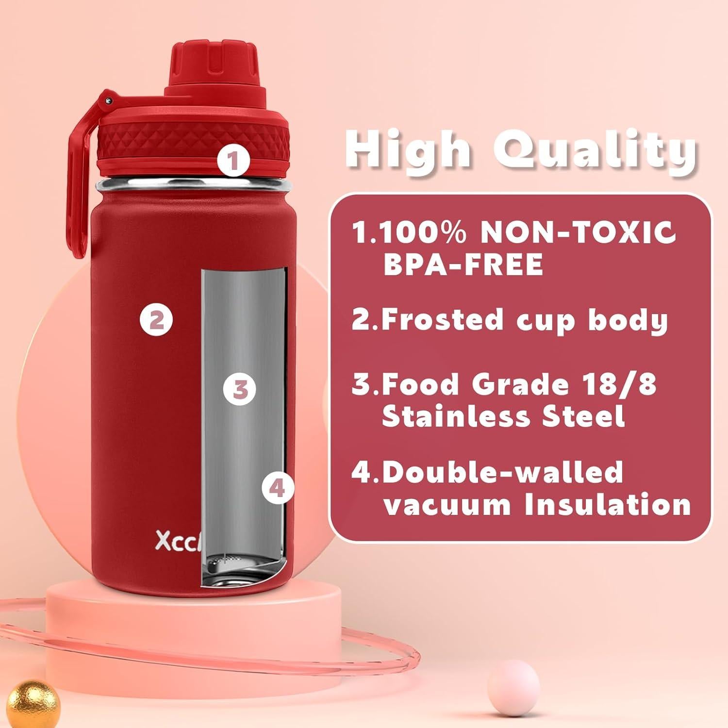 Botella de Agua para Niños XccMe 473 ml Acero Inoxidable