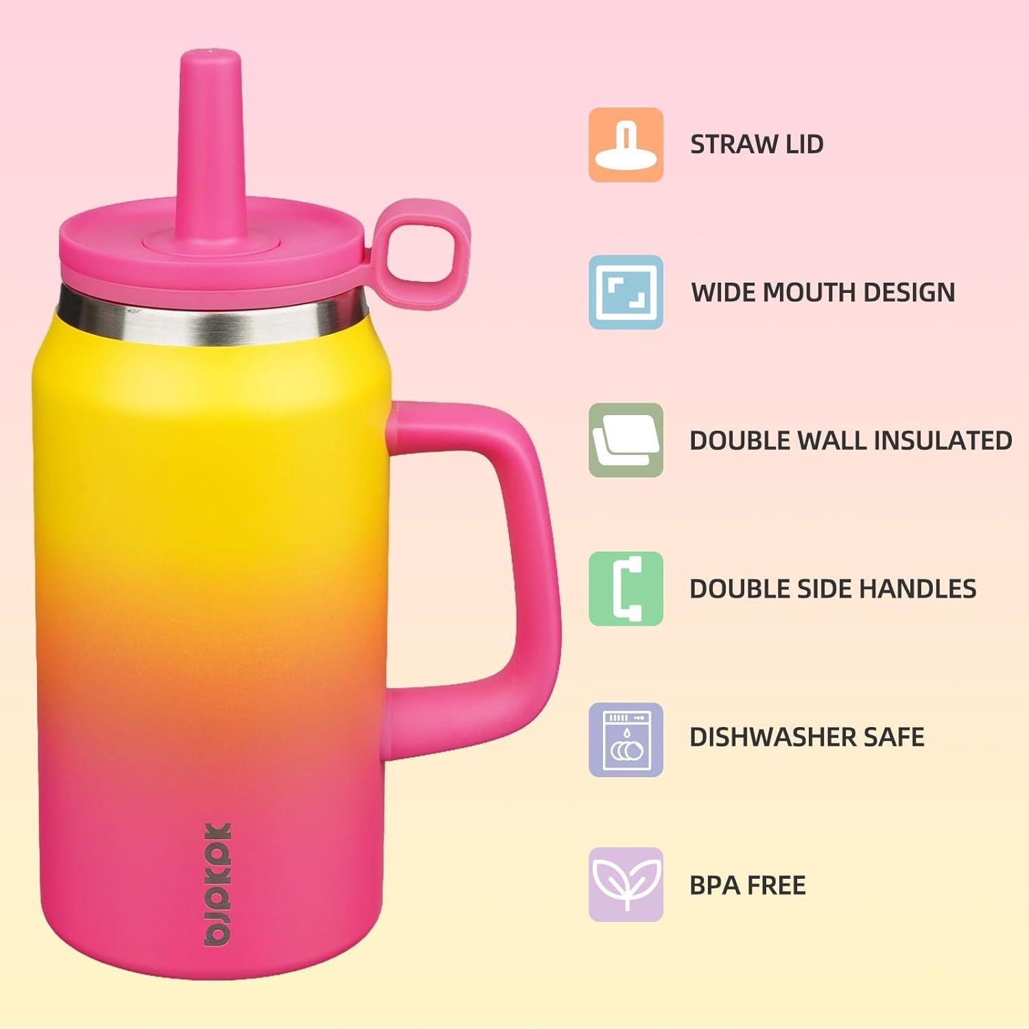 Vaso Aislado BJPKPK 1.42L Acero Inoxidable Arcoíris con Asa