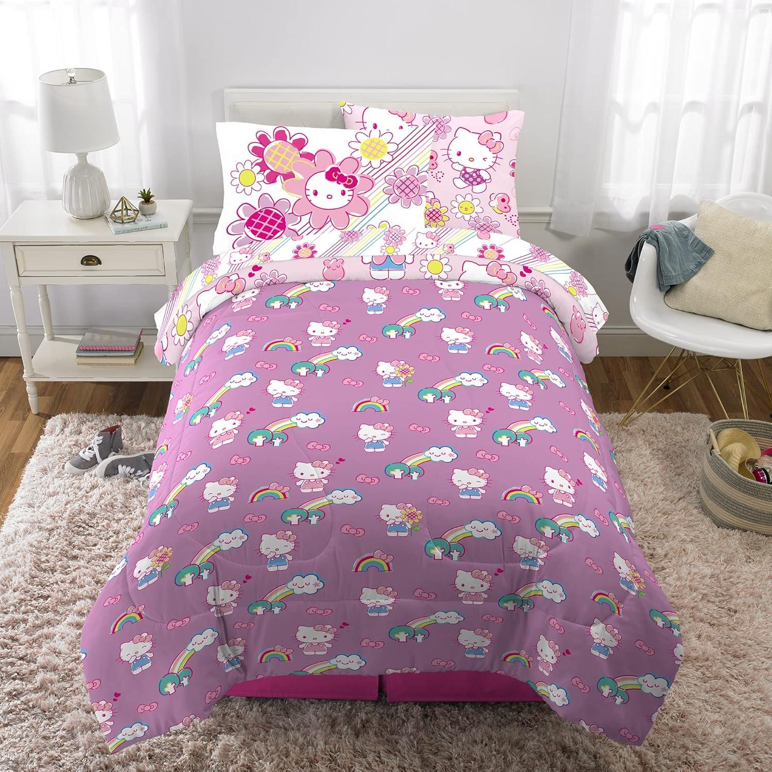 Juego de Ropa de Cama Franco Hello Kitty 5 Piezas Twin