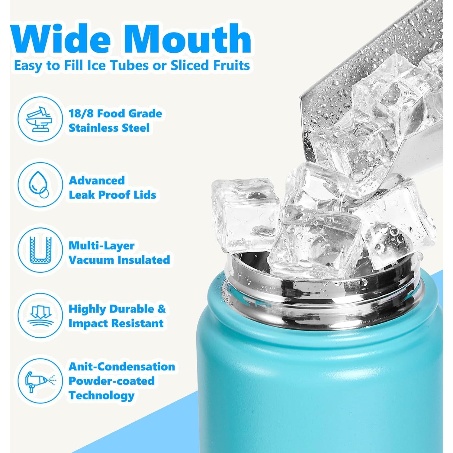 Botella de Agua Aislada EIPOSAU 24 oz Acero Inoxidable Azul Cian